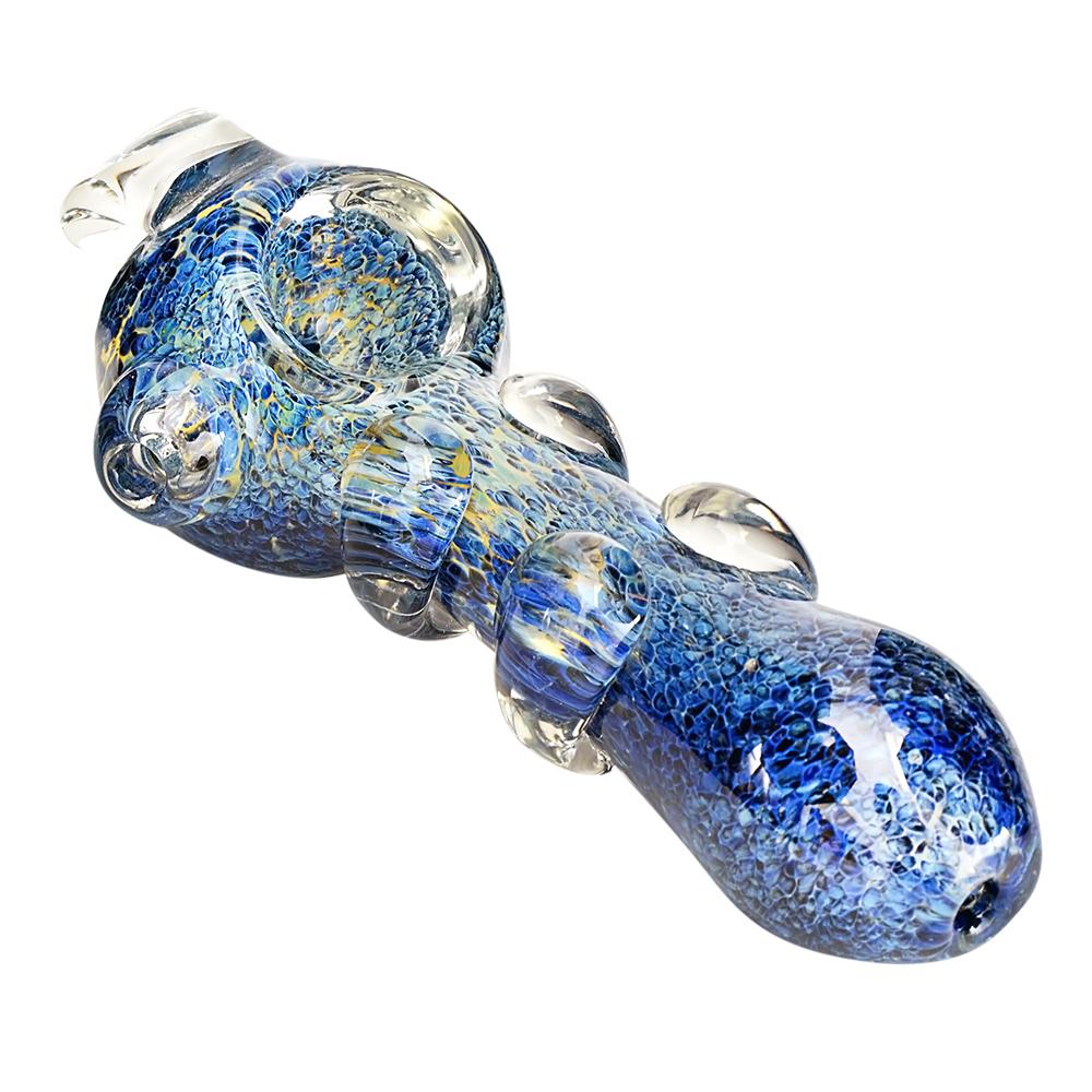 Frit Hooked Spoon Hand Pipe w/ Multi Knockers | 5.5in Long - Glass - Assorted - 6