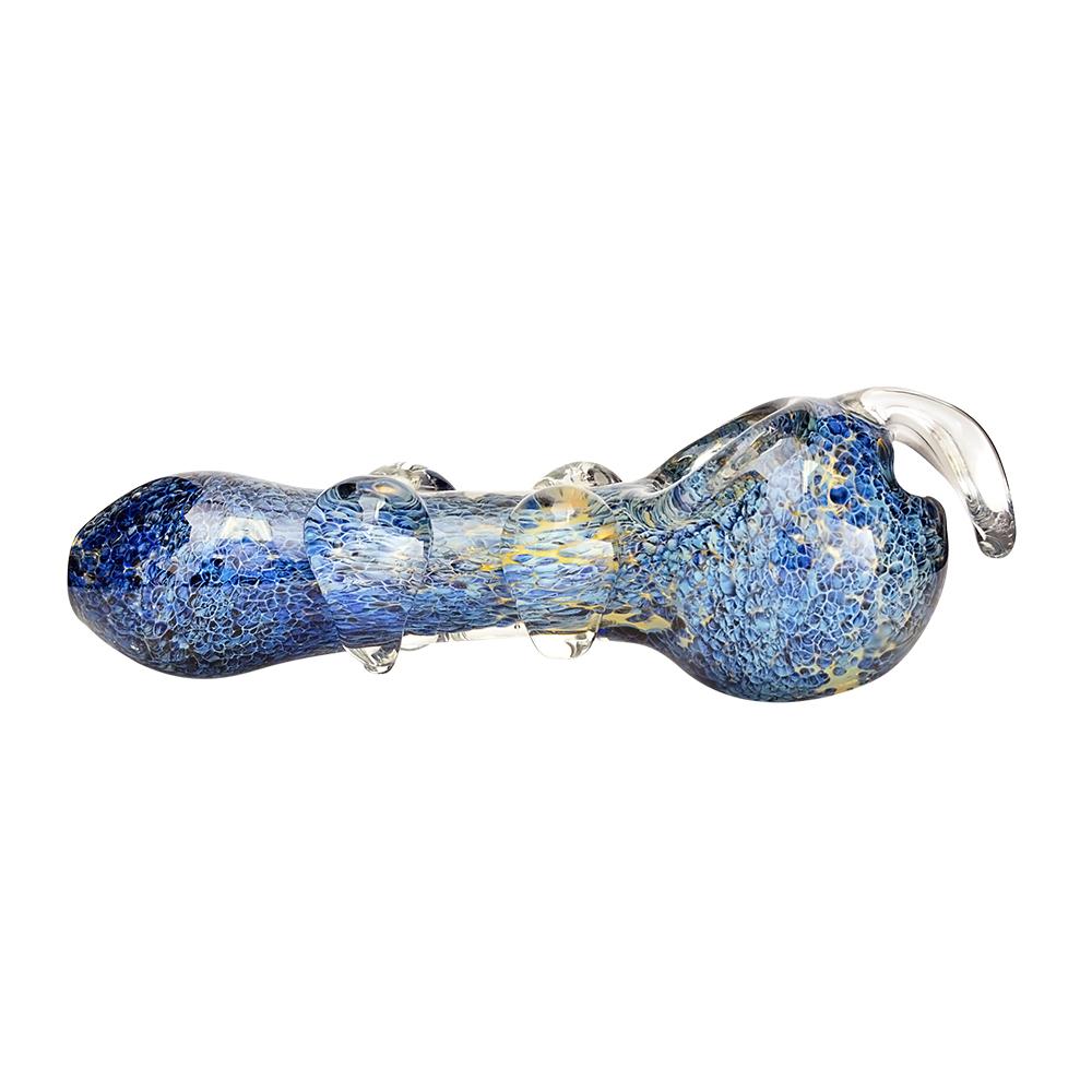 Frit Hooked Spoon Hand Pipe w/ Multi Knockers | 5.5in Long - Glass - Assorted - 3