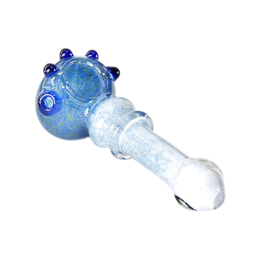 Frit Ringed Bulged Spoon Hand Pipe w/ Multi Knockers | 4.5in Long - Glass - Assorted - 7