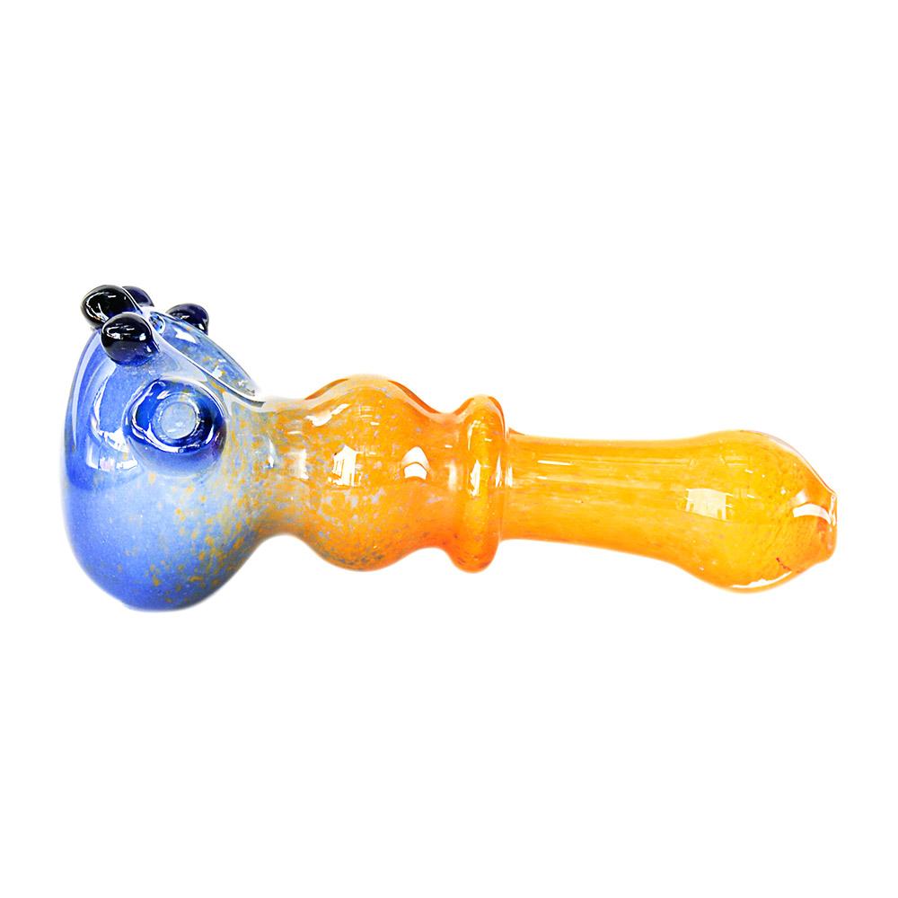 Frit Ringed Bulged Spoon Hand Pipe w/ Multi Knockers | 4.5in Long - Glass - Assorted - 5