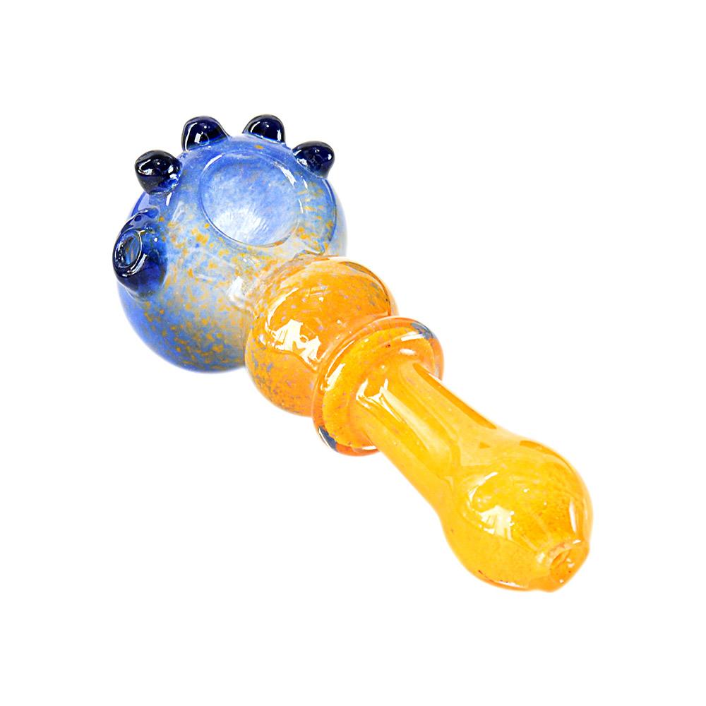 Frit Ringed Bulged Spoon Hand Pipe w/ Multi Knockers | 4.5in Long - Glass - Assorted - 6