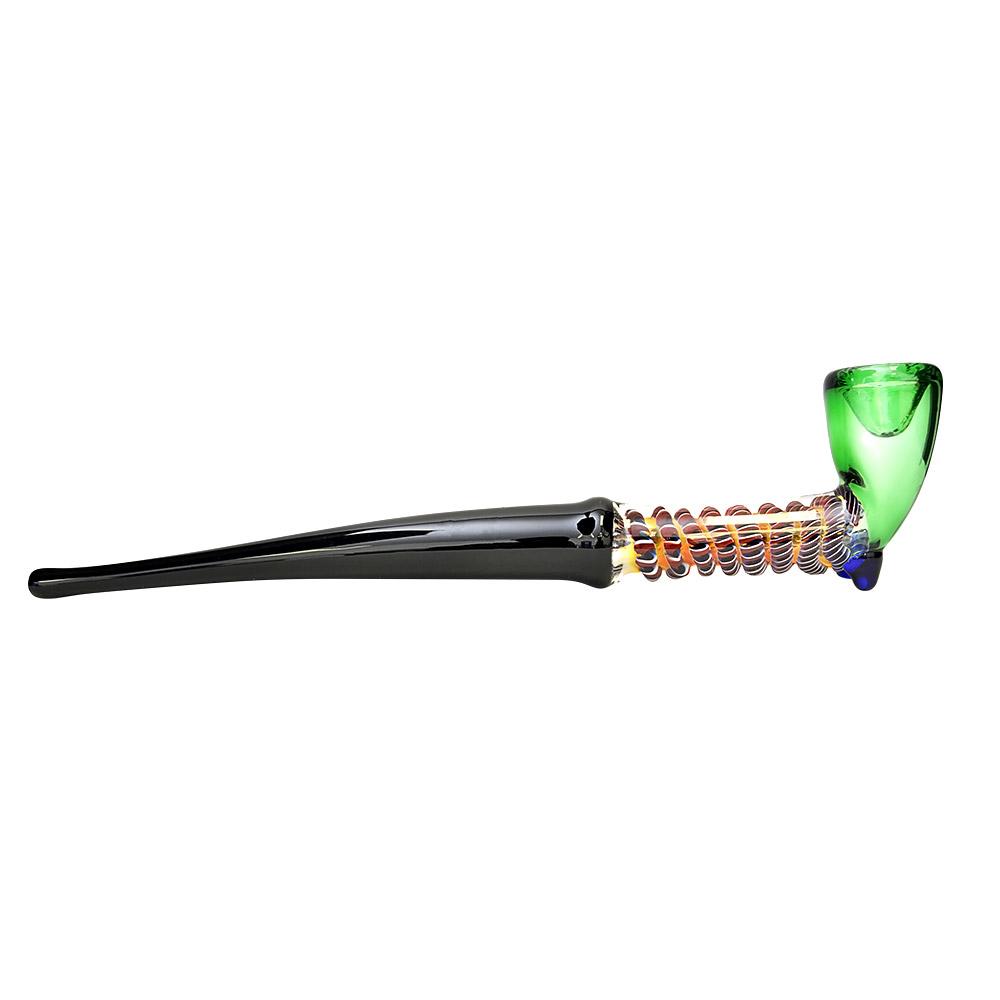 Ribboned Spiral Sherlock Hand Pipe | 9in Long - Glass - Assorted - 2