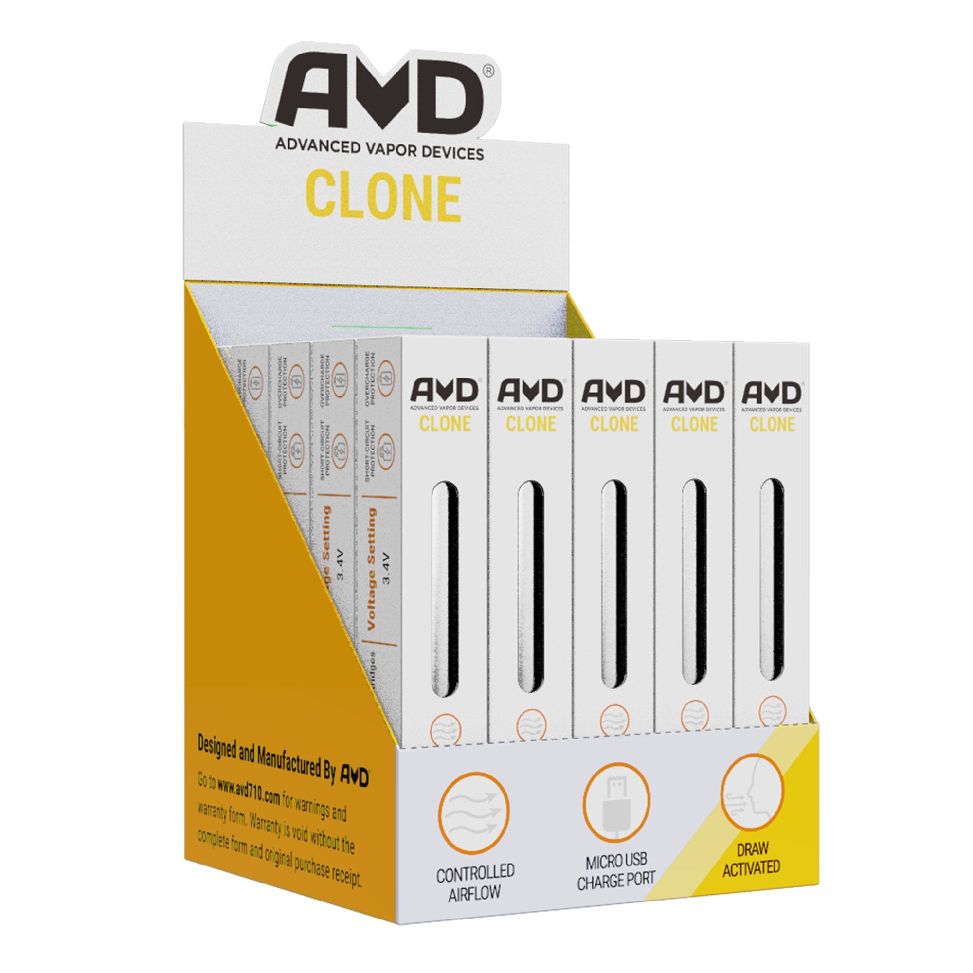 AVD | 'Retail Display' Clone Vape Batteries | 350mAh - Silver - 25 Count - 4