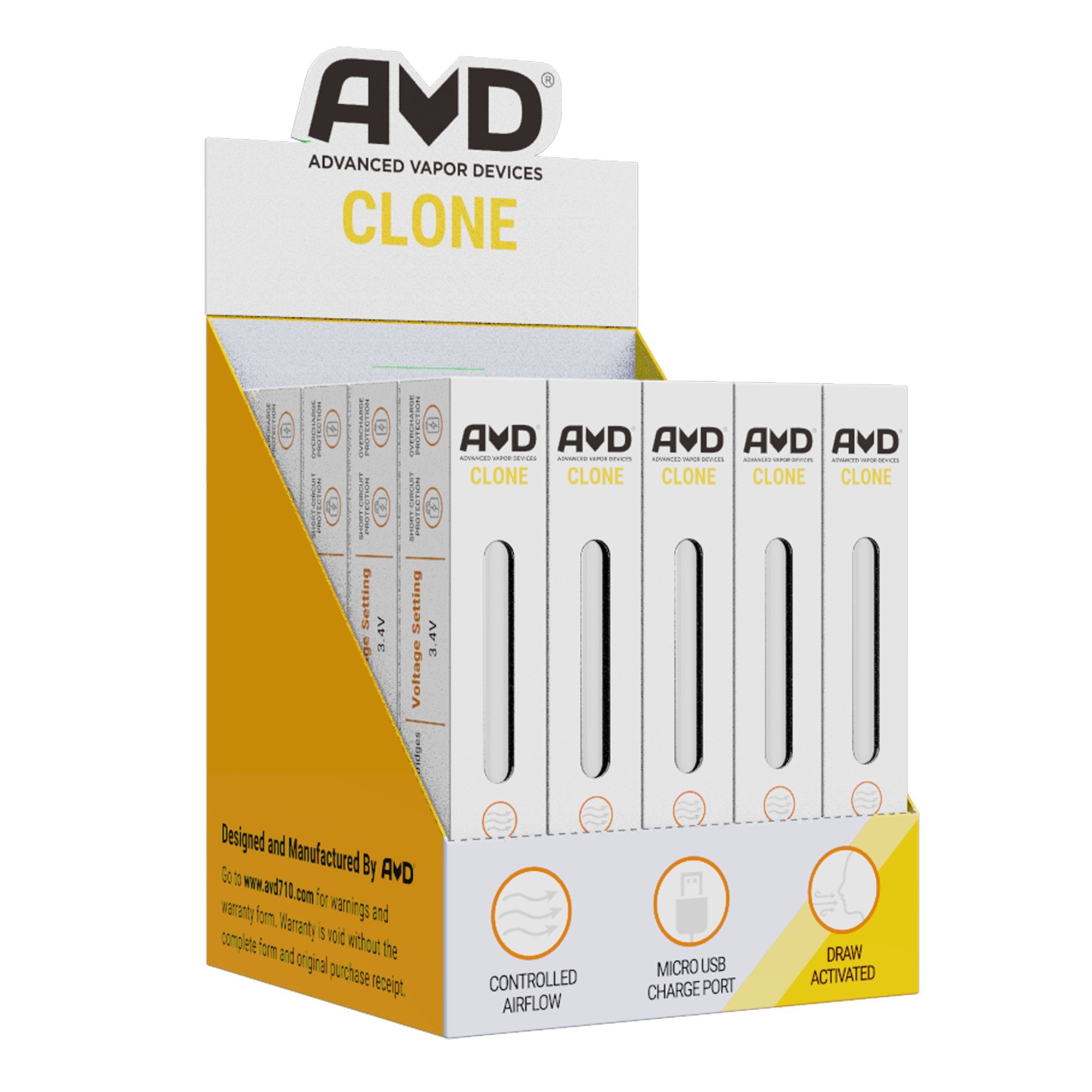 AVD | 'Retail Display' Clone Vape Batteries | 350mAh - White - 25 Count - 4