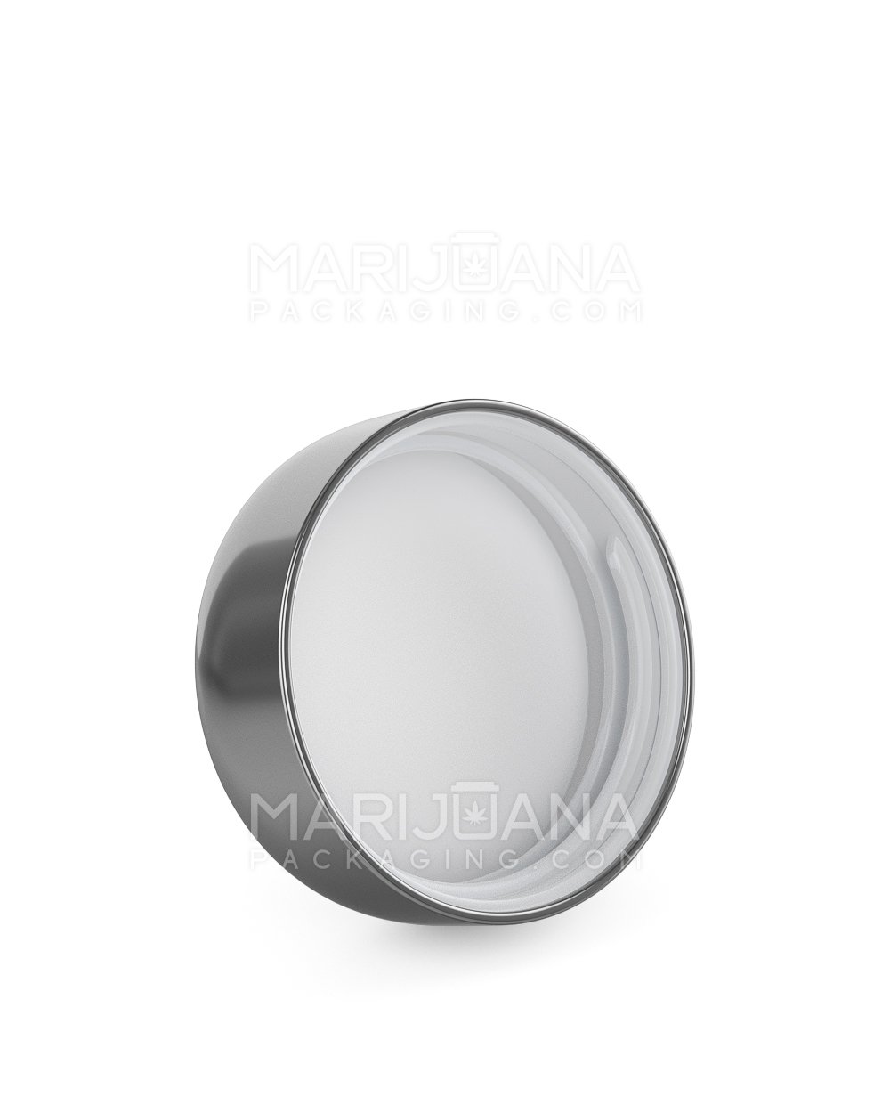 Child Resistant | Dome Push Down & Turn Plastic Caps w/ Foam Liner | 53mm - Glossy Silver - 120 Count - 2