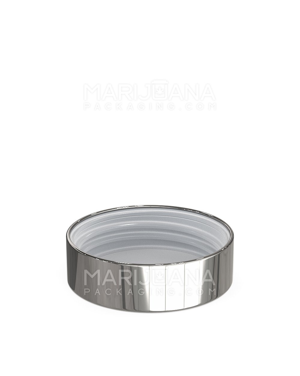 Child Resistant | Flat Push Down & Turn Plastic Caps w/ Foam Liner | 53mm - Glossy Silver - 120 Count - 4