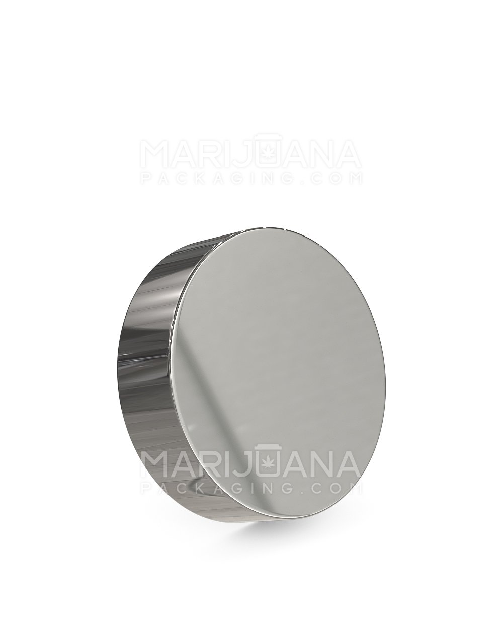 Child Resistant | Flat Push Down & Turn Plastic Caps w/ Foam Liner | 53mm - Glossy Silver - 120 Count - 1