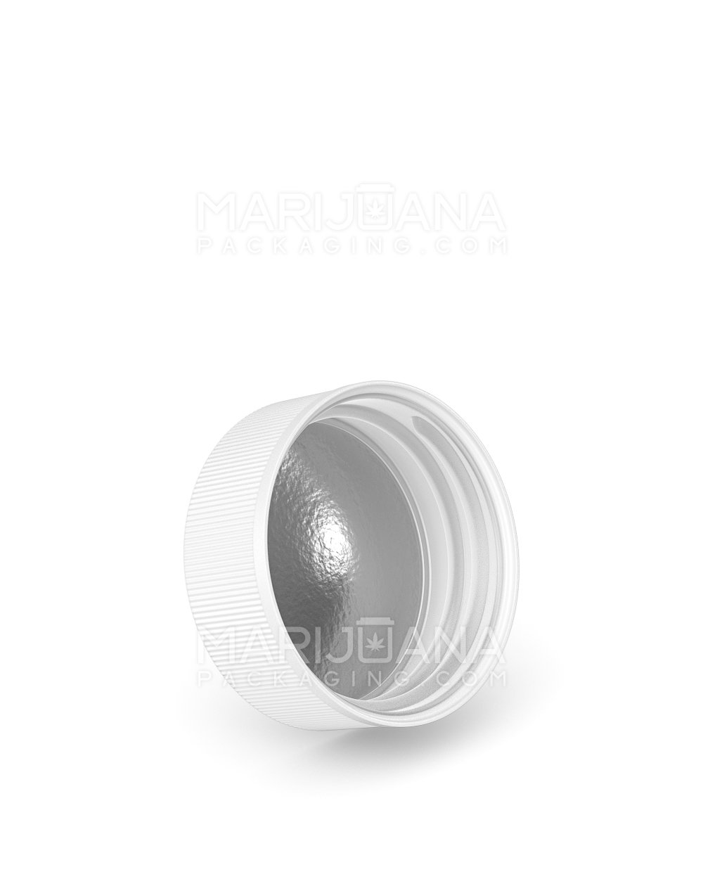 Child Resistant | Ribbed Push Down and Turn Plastic Caps w/ Foil Liner | 38mm - Semi Gloss White - 320 Count - 2