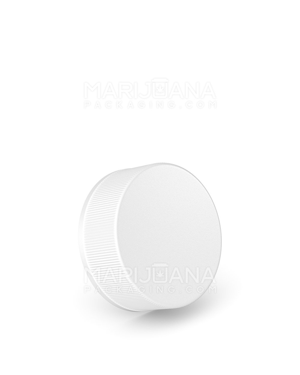 Child Resistant Ribbed Push Down and Turn Plastic Caps w/ Foil Liner | 38mm - Semi Gloss White | Sample - 1