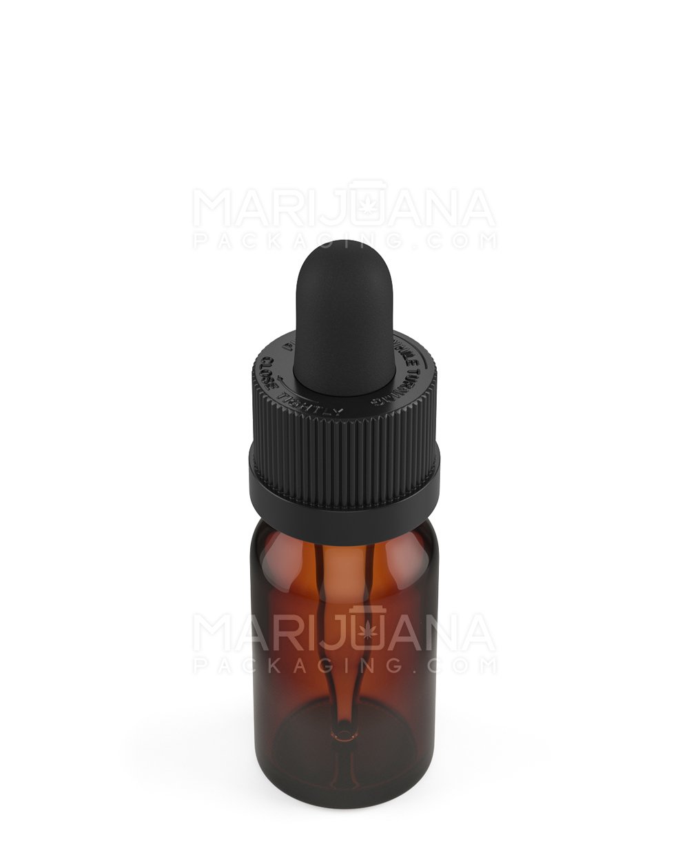 Child Resistant | Glass Tincture Bottles w/ Black Ribbed Dropper Cap | 10mL - Amber - 120 Count - 3