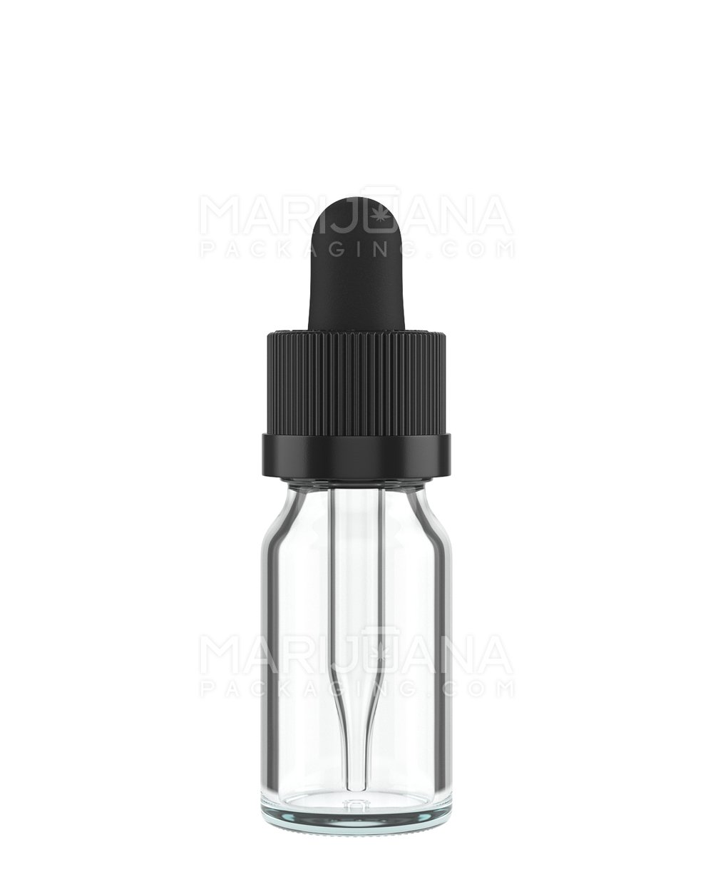 Child Resistant | Glass Tincture Bottles w/ Black Ribbed Dropper Cap | 10mL - Clear - 120 Count - 2