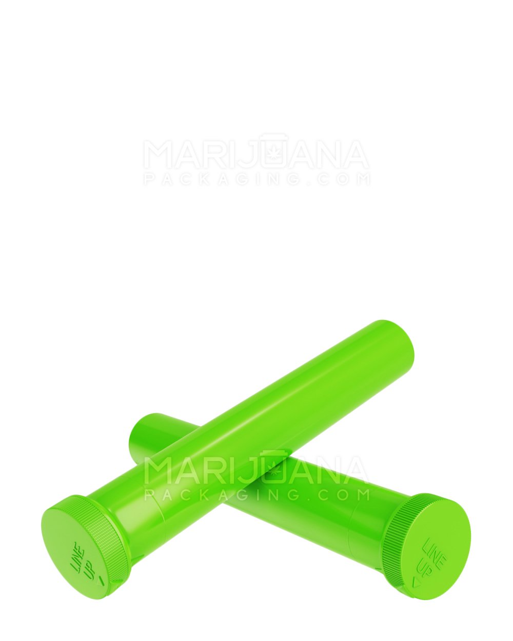 Child Resistant | King Size ‘Line-Up Arrow’ Pre-Roll Tubes | 116mm - Opaque Green Plastic - 500 Count - 5