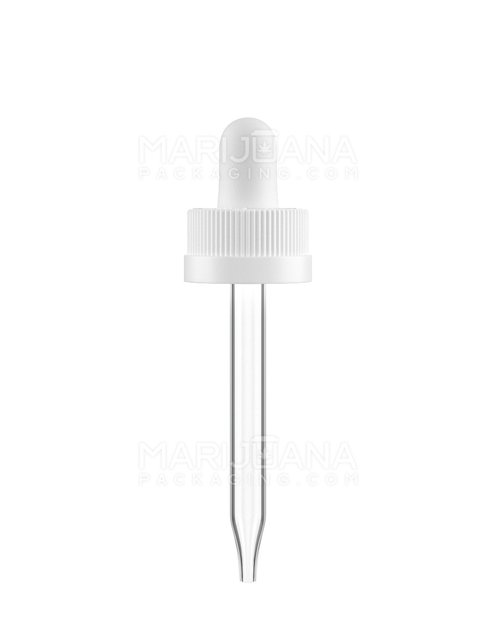 Child Resistant White Non-Graduated Ribbed Glass Dropper Cap | 1oz - 0.8mL | Sample - 1