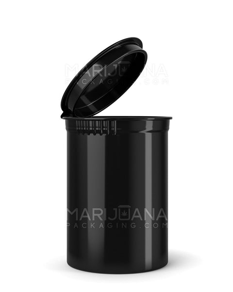 30 Dram Black Opaque Plastic Pop Top Container, 150/cs