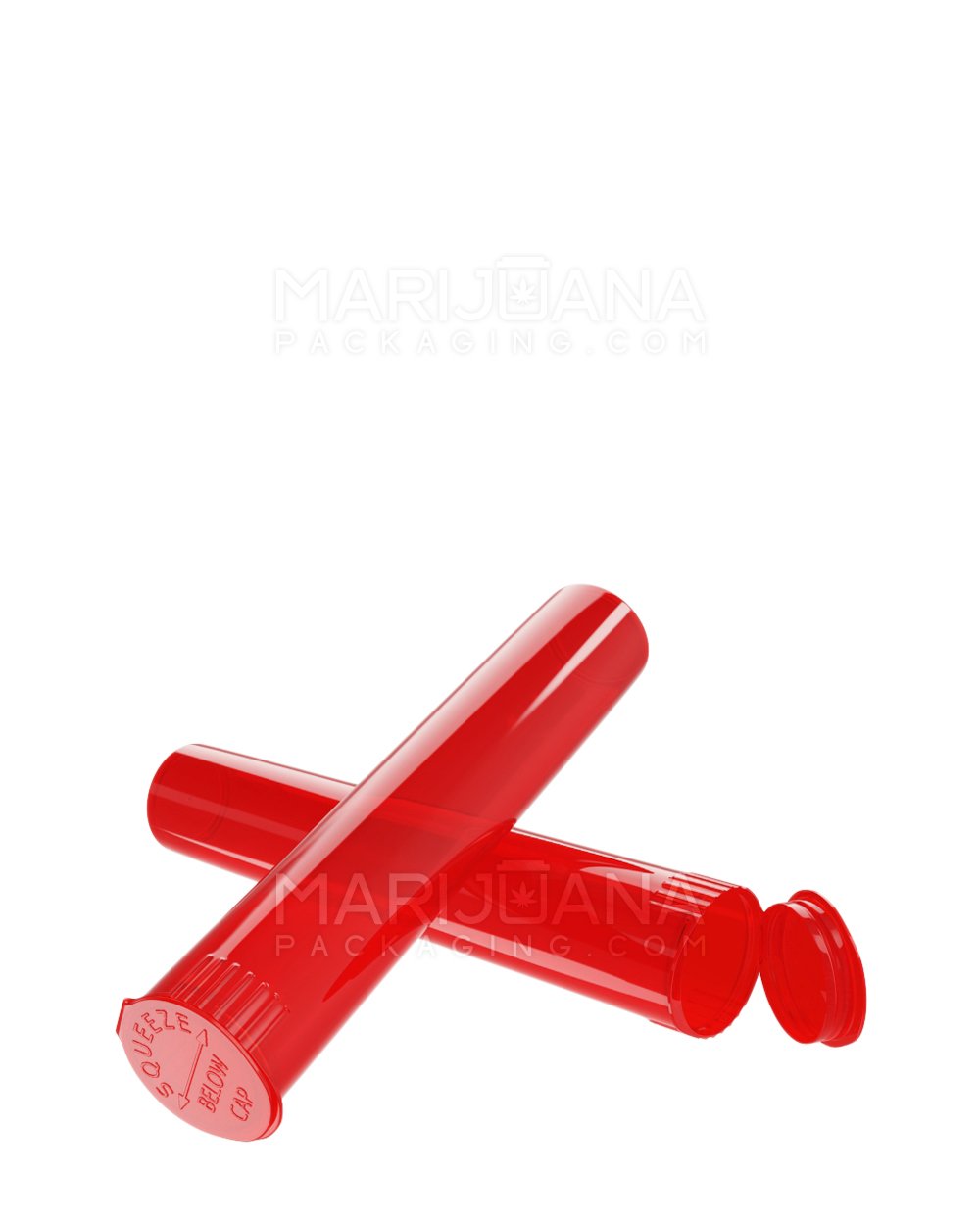 Child Resistant | Pop Top Translucent Plastic Pre-Roll Tubes | 95mm - Red - 1000 Count - 6