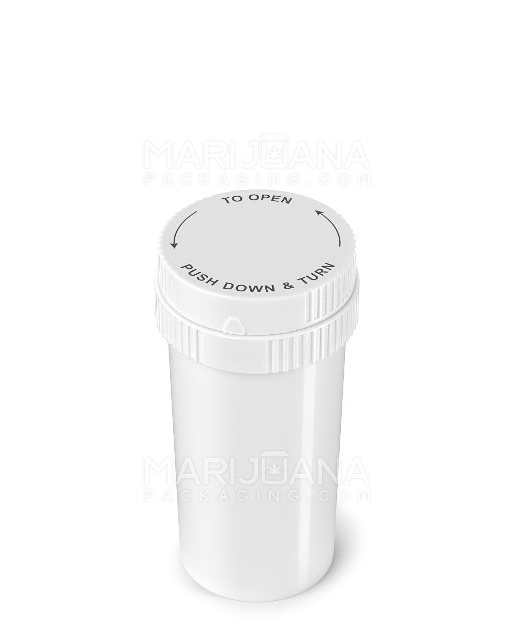 Child Resistant | Push & Turn Vial with Grinder Cap | 40dr - White Plastic - 150 Count - 3