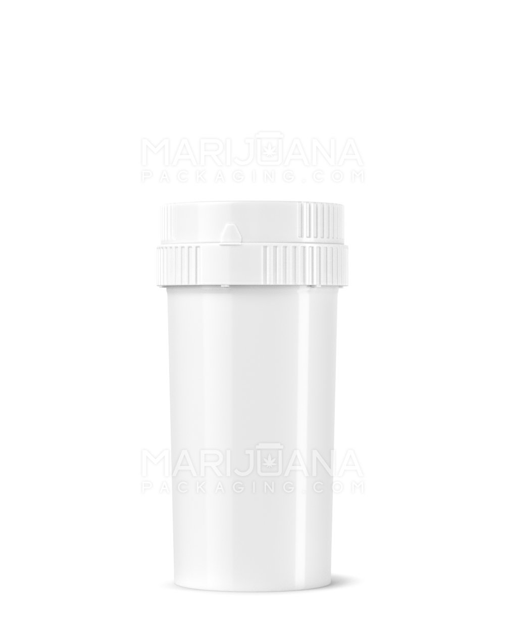 Child Resistant | Push & Turn Vial with Grinder Cap | 40dr - White Plastic - 150 Count - 5