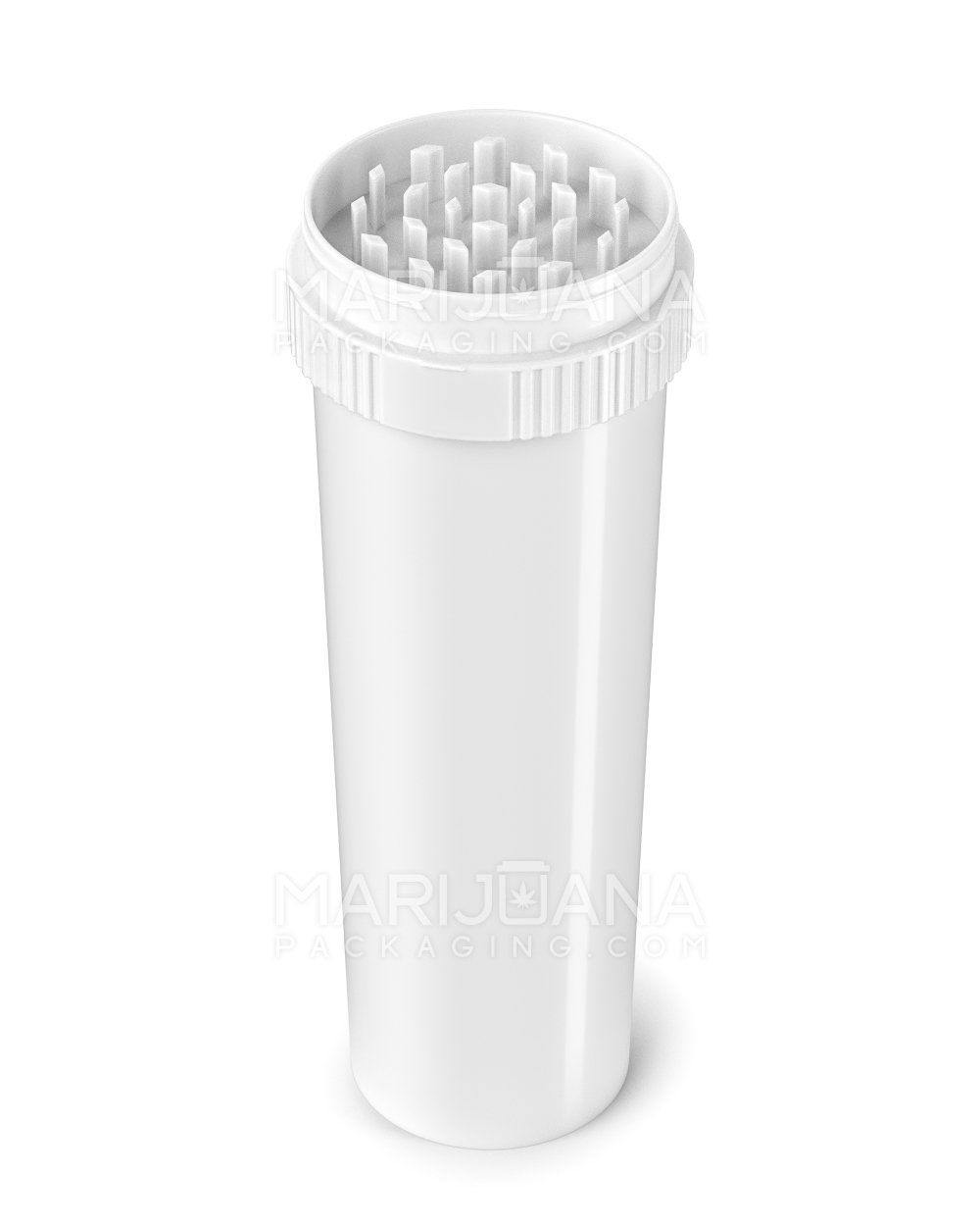 Child Resistant | Push & Turn Vial with Grinder Cap | 60dr - White Plastic - 100 Count - 2