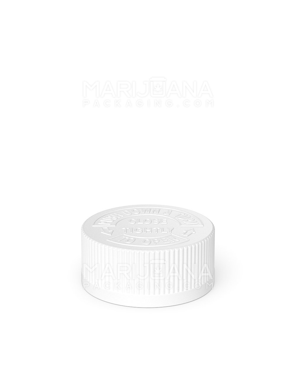 Child Resistant | Ribbed Push Down & Turn Plastic Caps | 33mm - Semi Gloss White - 252 Count - 3