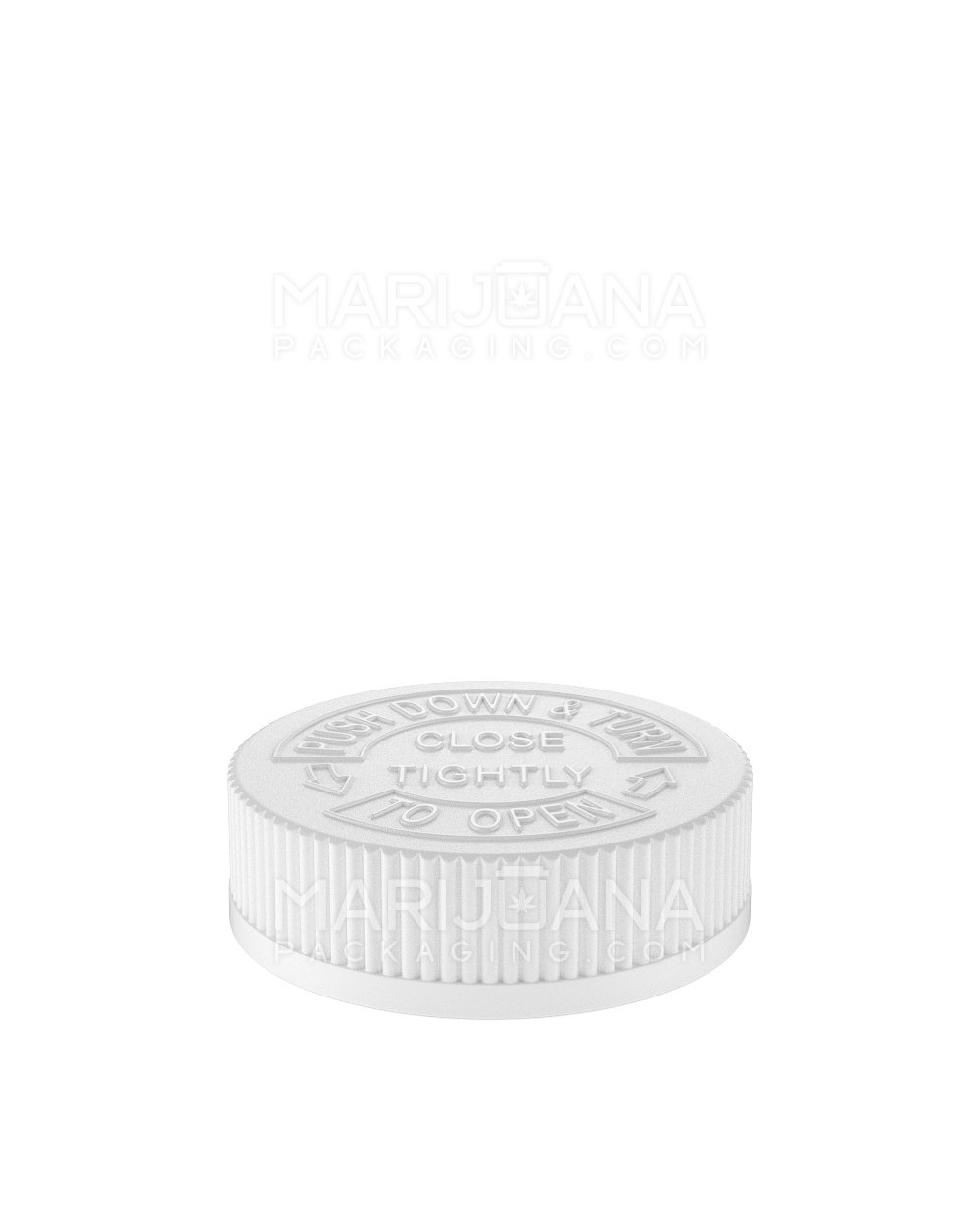 Child Resistant | Ribbed Push Down & Turn Plastic Caps | 53mm - Matte White - 120 Count - 3