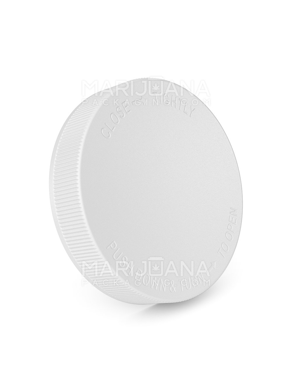 Child Resistant | Ribbed Push Down & Turn Plastic Caps | 89mm - Semi Gloss White - 205 Count - 1