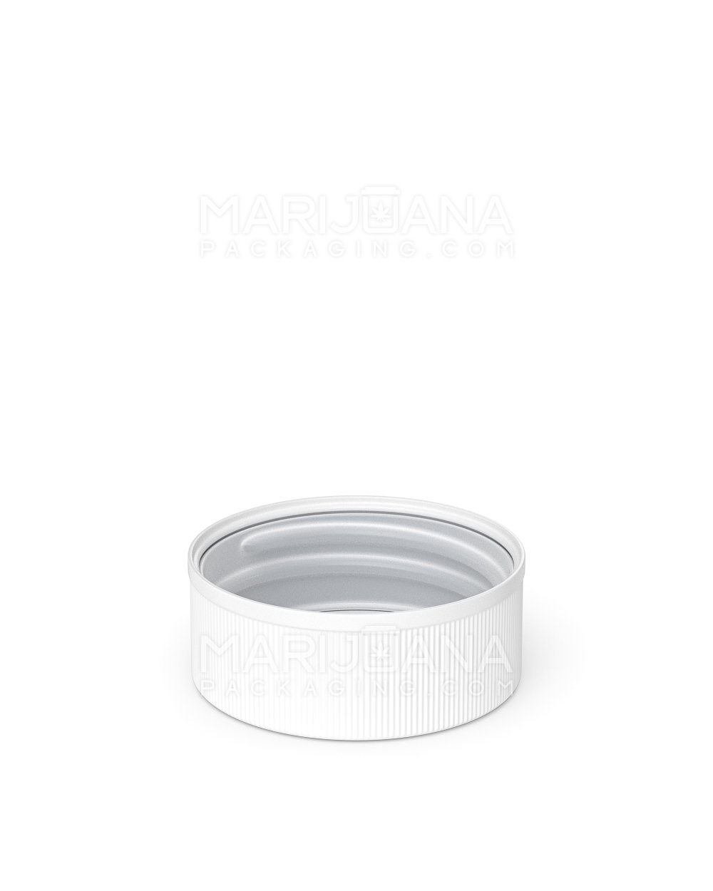 Child Resistant | Ribbed Push Down & Turn Plastic Caps w/ Text & Foam Liner | 38mm - Semi Gloss White - 320 Count - 4