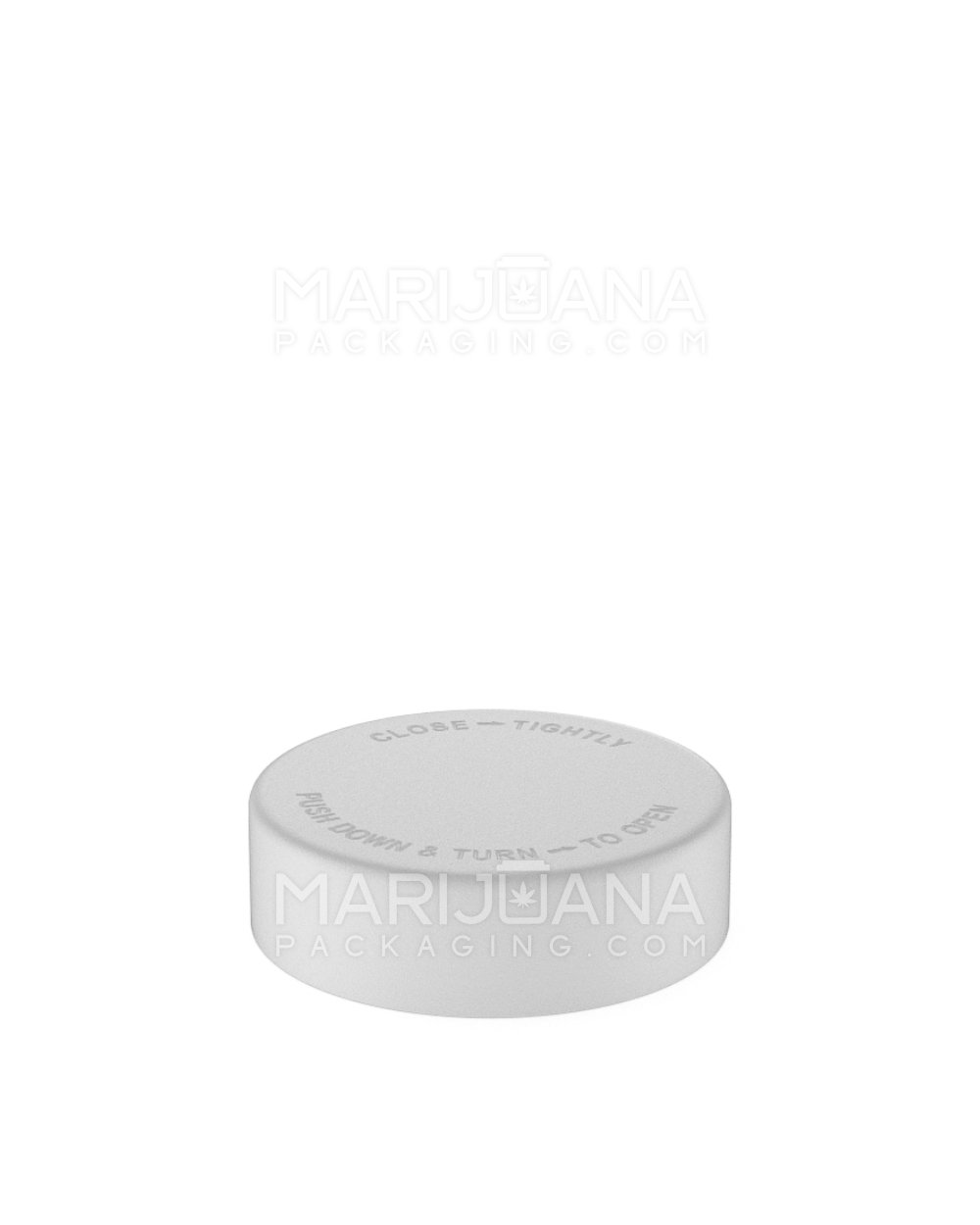 Child Resistant | Smooth Push Down & Turn Plastic Caps w/ Foam Liner | 50mm - Matte White - 100 Count - 3