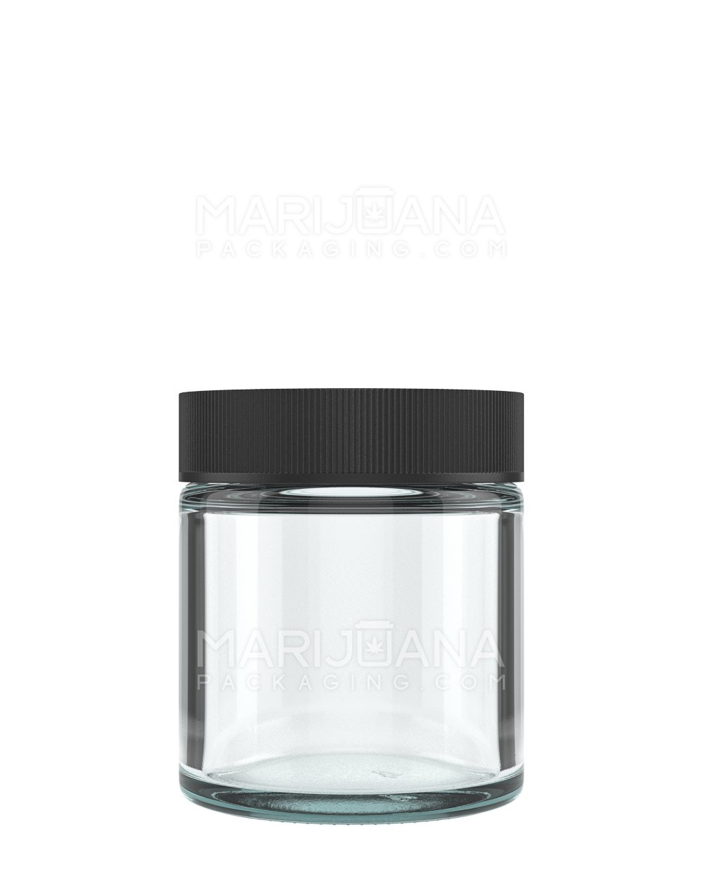 Child Resistant | Straight Sided Clear Glass Jars with Black Cap | 53mm - 3oz - 150 Count - 1