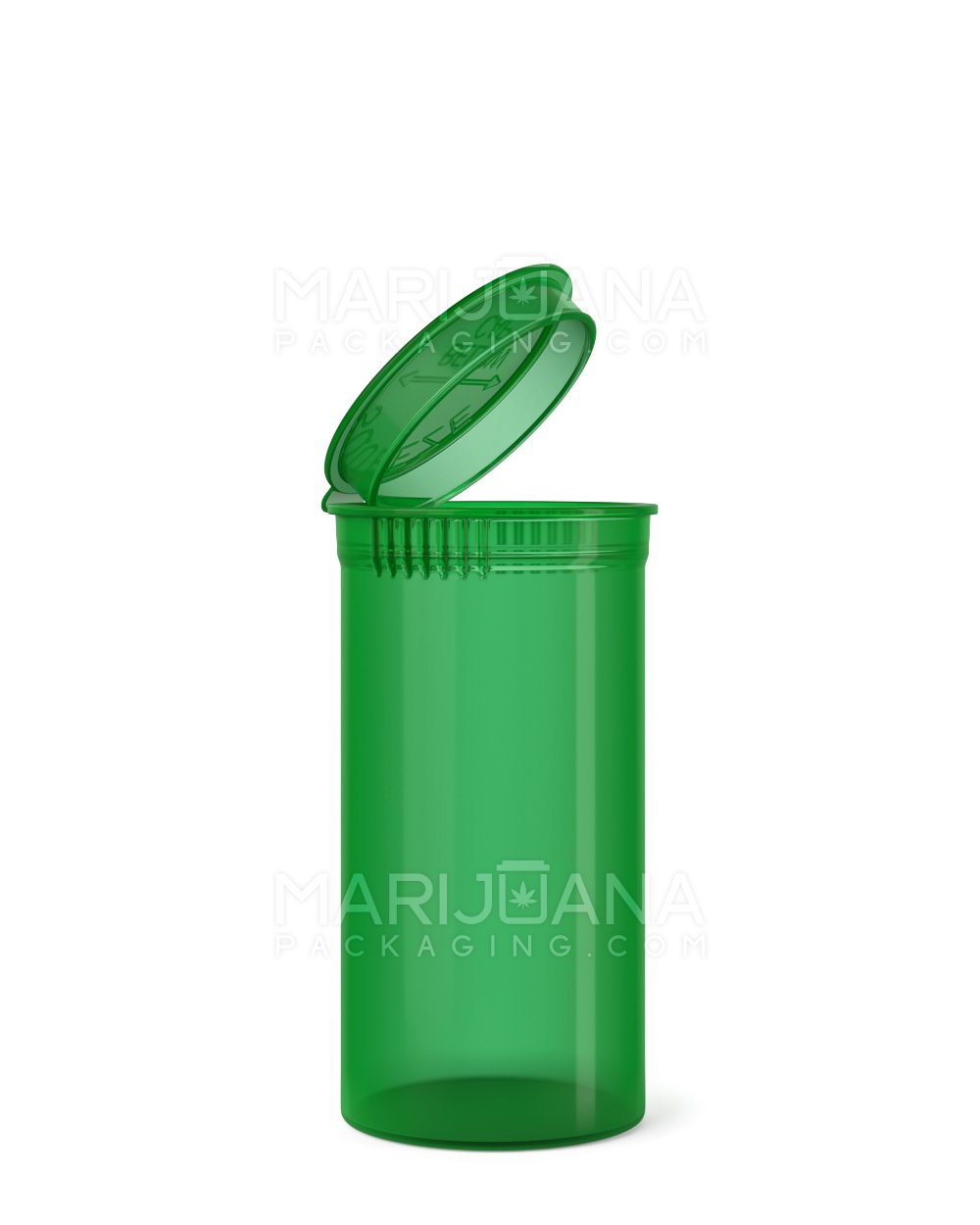 Child Resistant Transparent Green Pop Top Bottles | 13dr - 2g | Sample - 1
