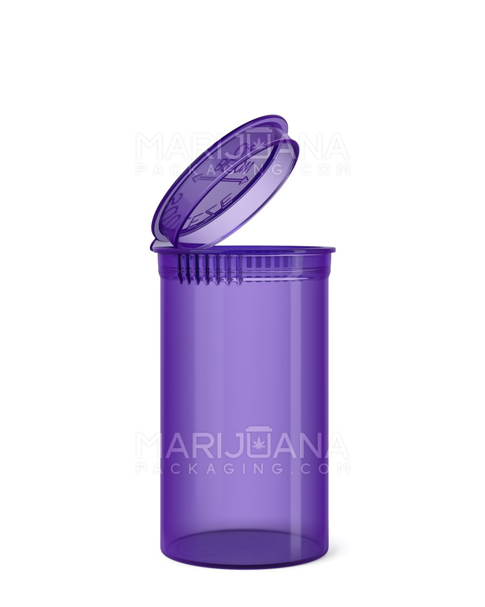 Child Resistant Transparent Purple Pop Top Bottles | 19dr - 3.5g | Sample - 1