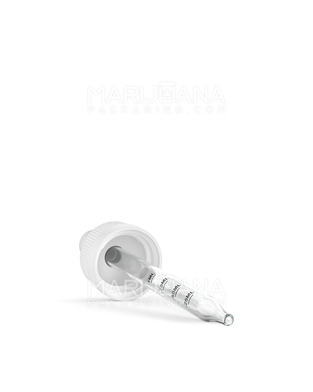 Child Resistant | White Graduated Ribbed Glass Dropper Cap | 2oz - 1mL - 240 Count - 3