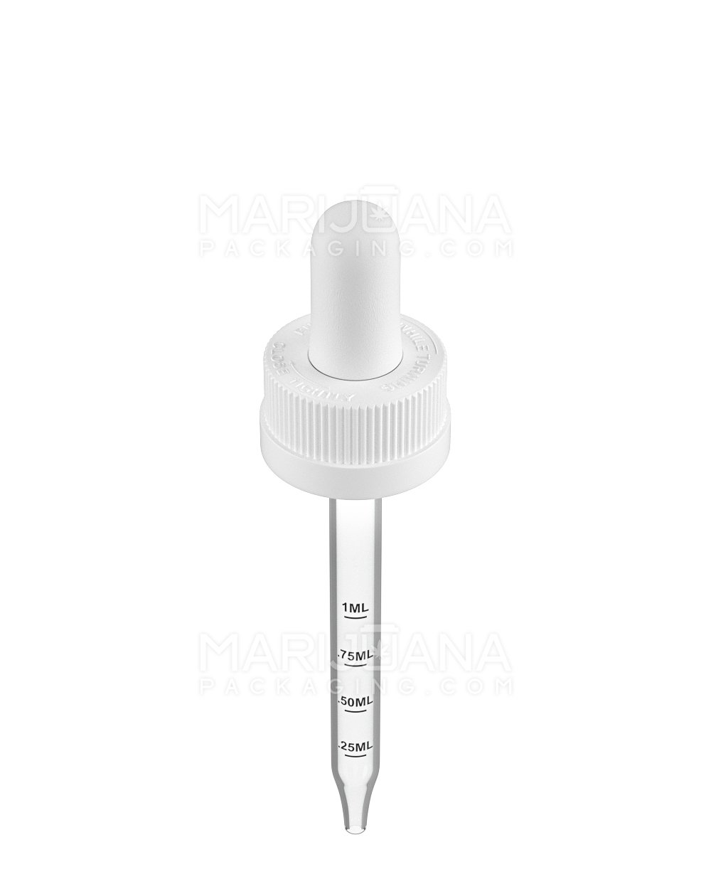 Child Resistant | White Graduated Ribbed Glass Dropper Cap | 2oz - 1mL - 240 Count - 2