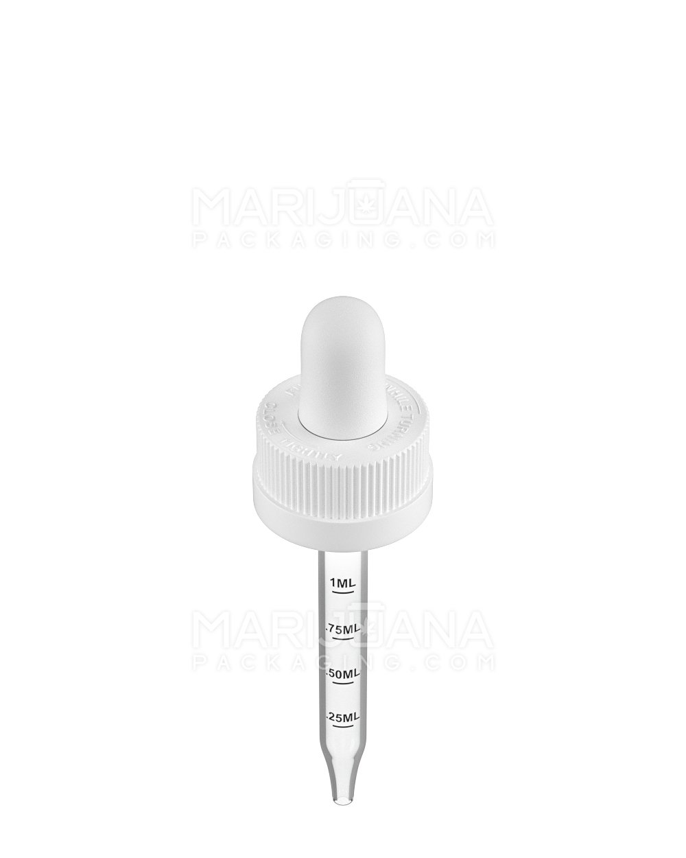 Child Resistant | White Graduated Ribbed Glass Dropper Cap | 1oz - 1mL - 360 Count - 2