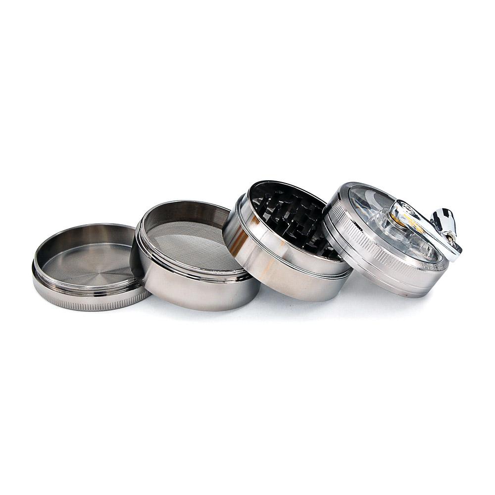 CHROMIUM CRUSHER | Magnetic Metal Grinder w/ Handle | 4 Piece - 57mm - Silver - 4