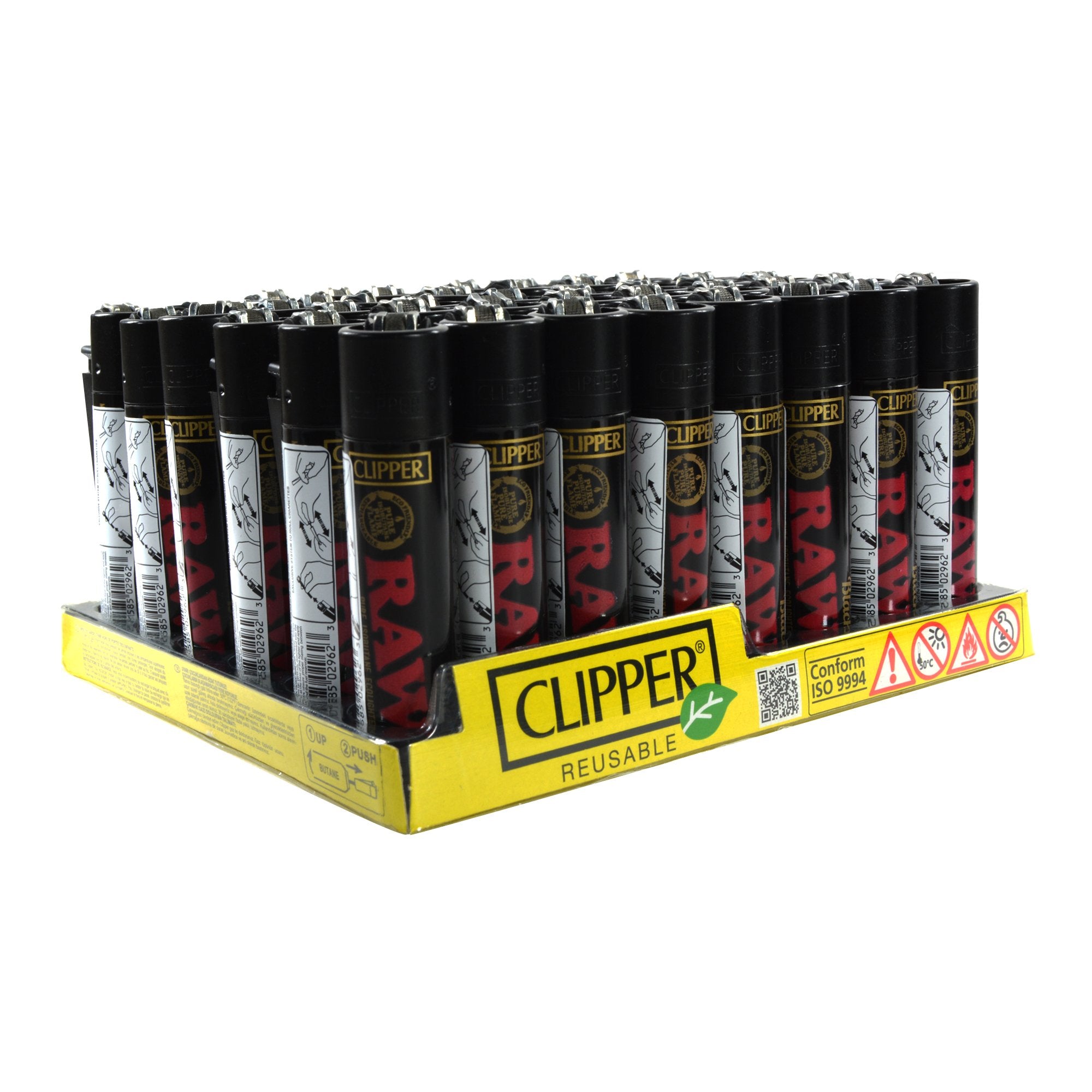 CLIPPER | 'Retail Display' Lighter RAW Logo Black & Gold - 48 Count - 1