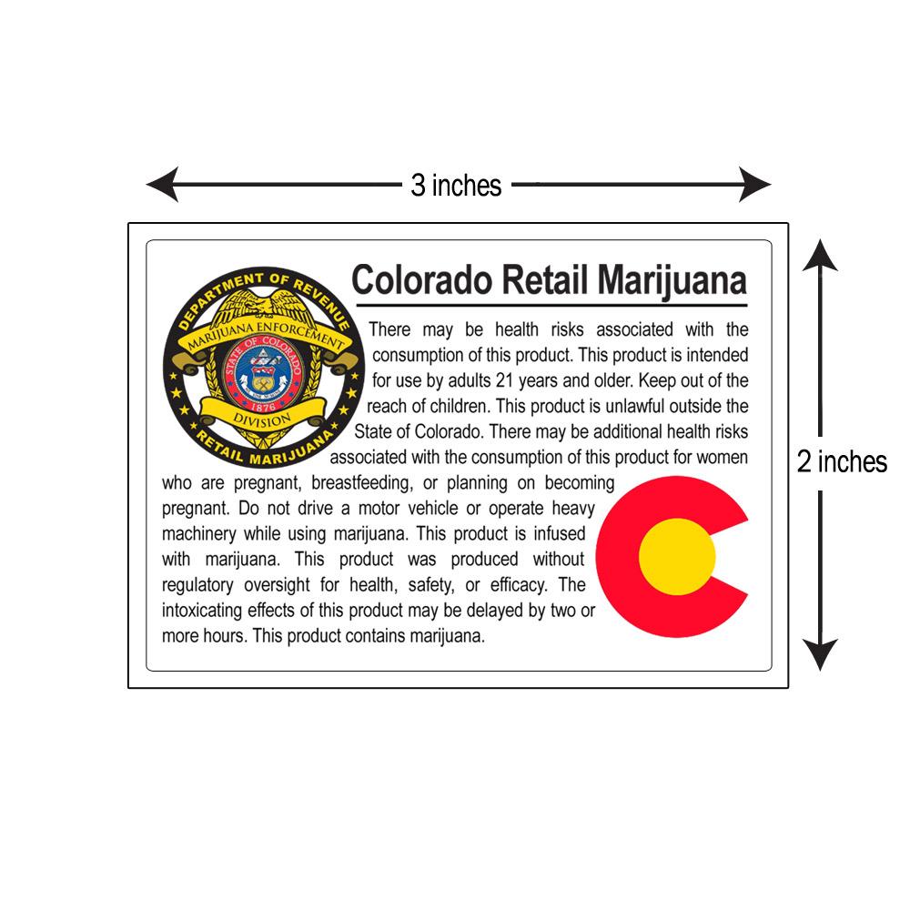 Colorado Compliant Labels - Retail Marijuana | 2in x 3in - Rectangle - 1000 Count - 5