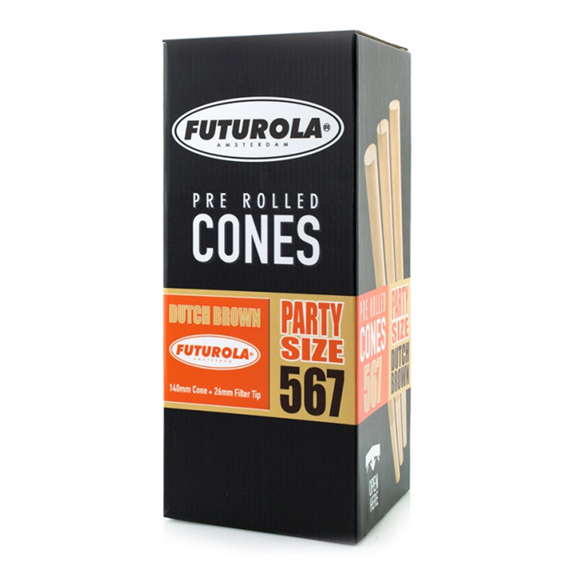 FUTUROLA | Party Size Pre-Rolled Cones | 140mm - Dutch Brown Paper - 567 Count - 1
