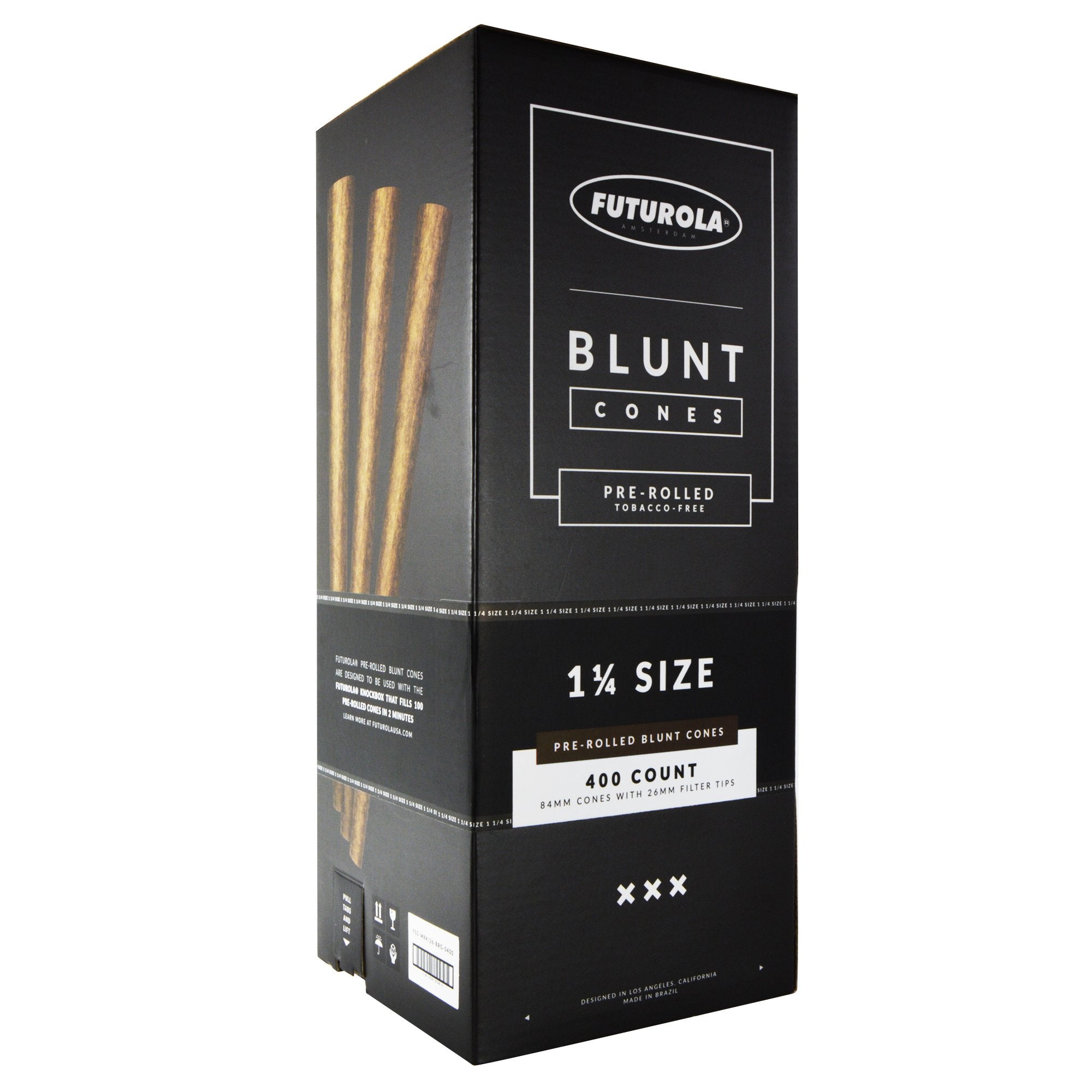 FUTUROLA | 1 1/4 Size Pre-Rolled Blunt Cones | 84mm - Blunt Paper - 400 Count - 1