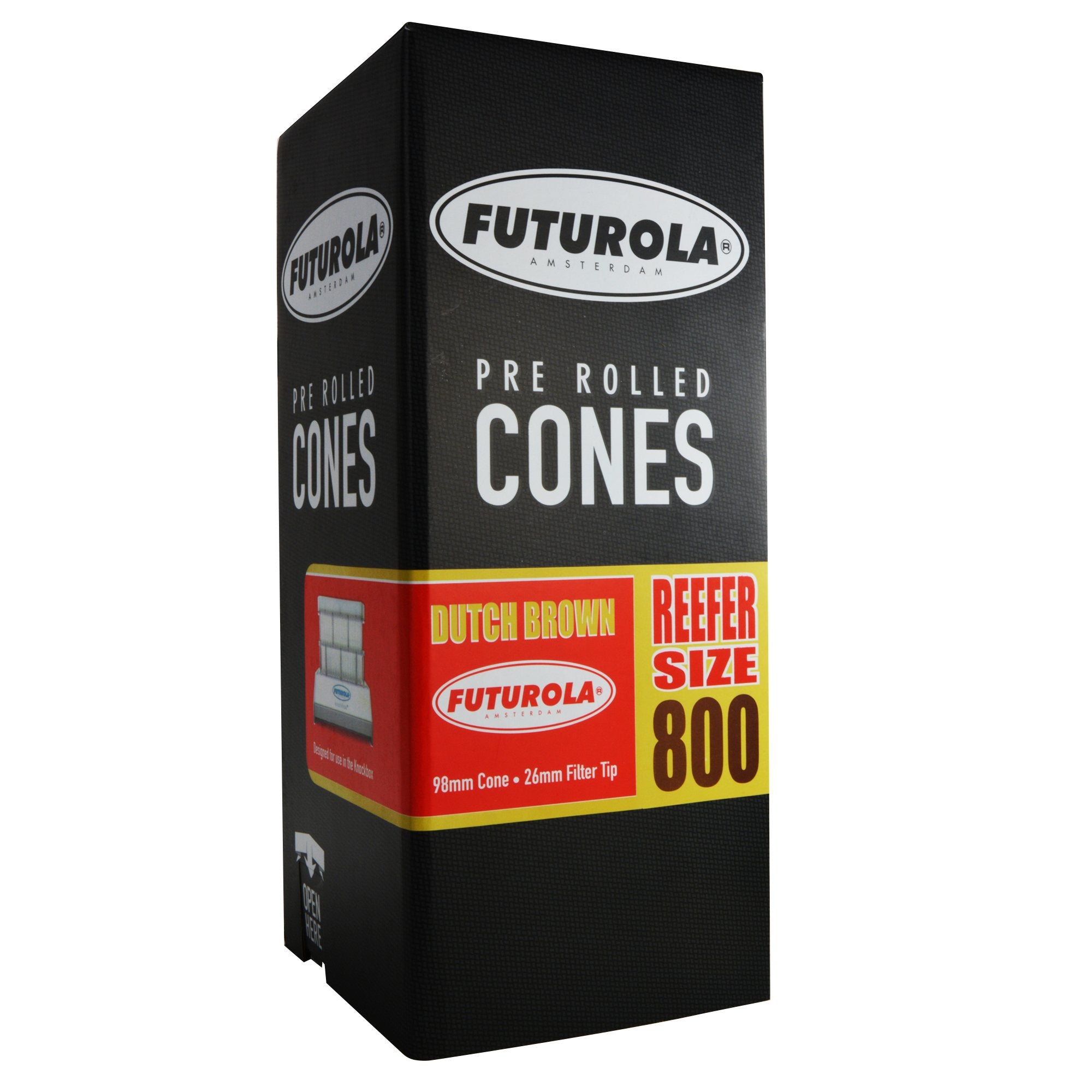 FUTUROLA | Reefer Size Pre-Rolled Cones | 98mm - Dutch Brown Paper - 800 Count - 1