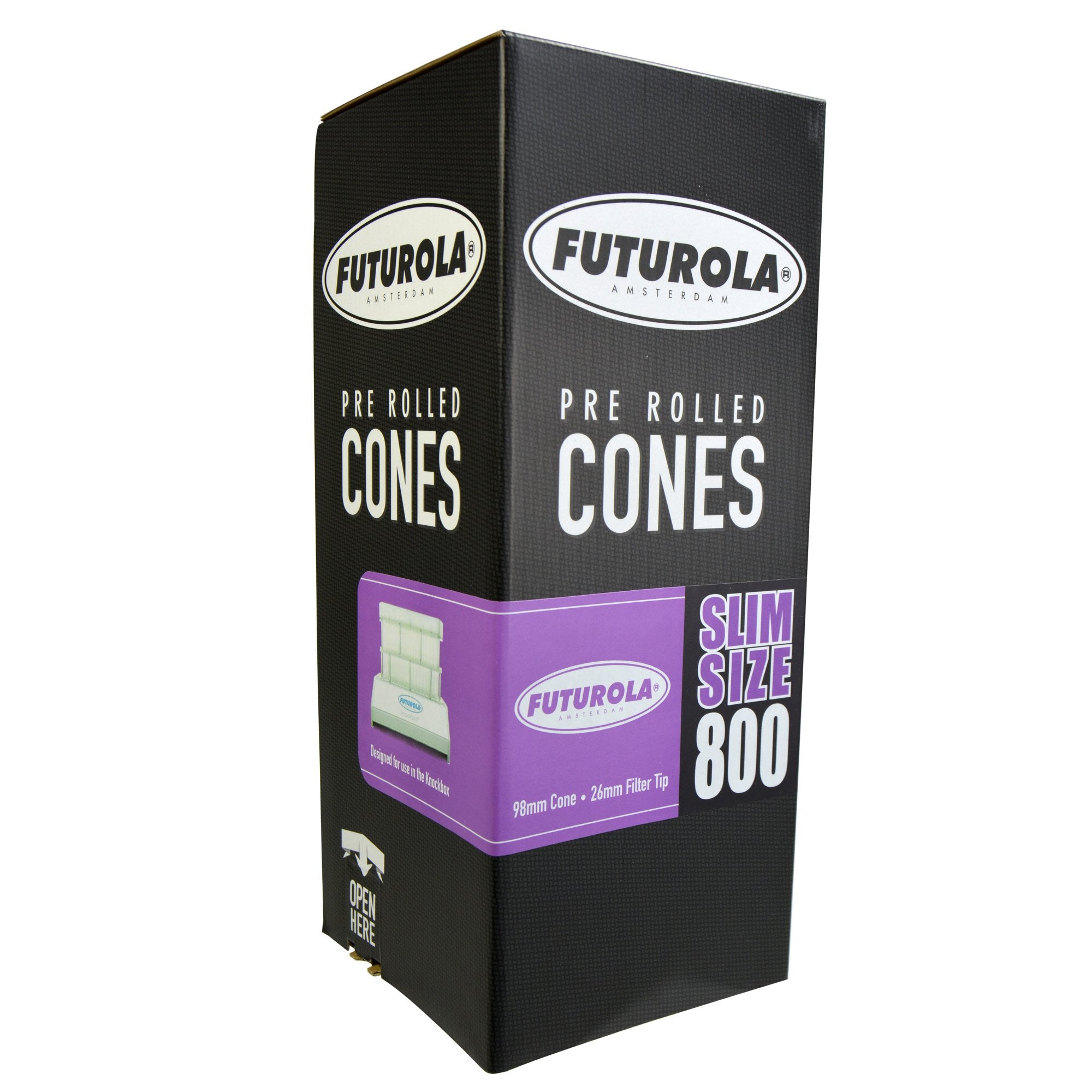 FUTUROLA | Slim Size Pre-Rolled Cones | 98mm - Classic White Paper - 800 Count - 1