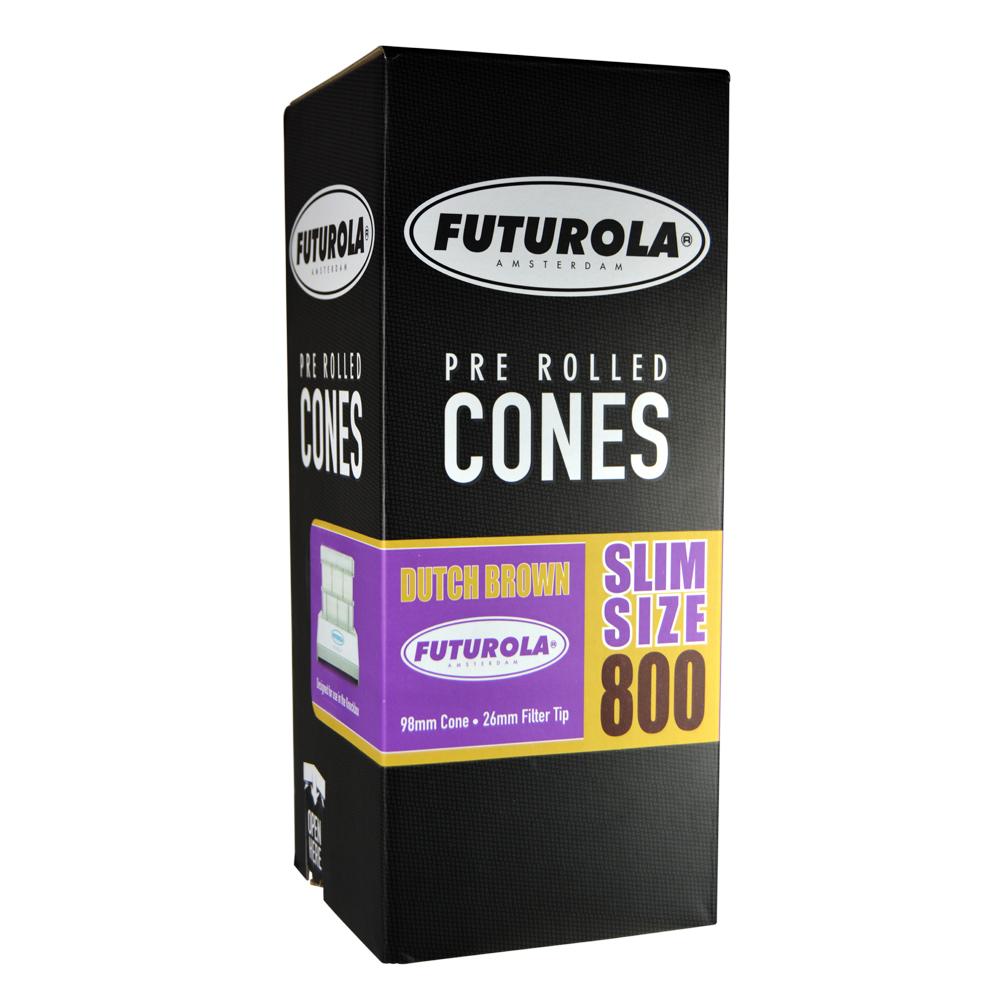 FUTUROLA | Slim Size Pre-Rolled Cones | 98mm - Dutch Brown Paper - 800 Count - 1