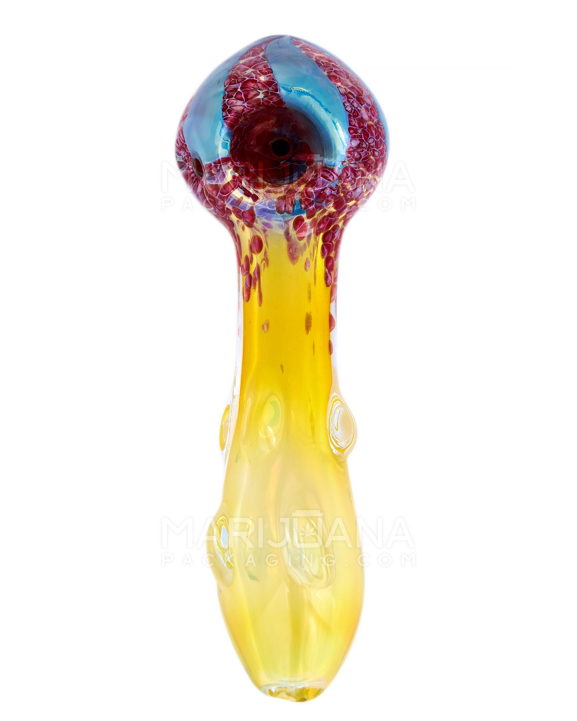 Frit & Gold Fumed Beaded Spoon Hand Pipe | 5.5in Long - Glass - Gold - 2