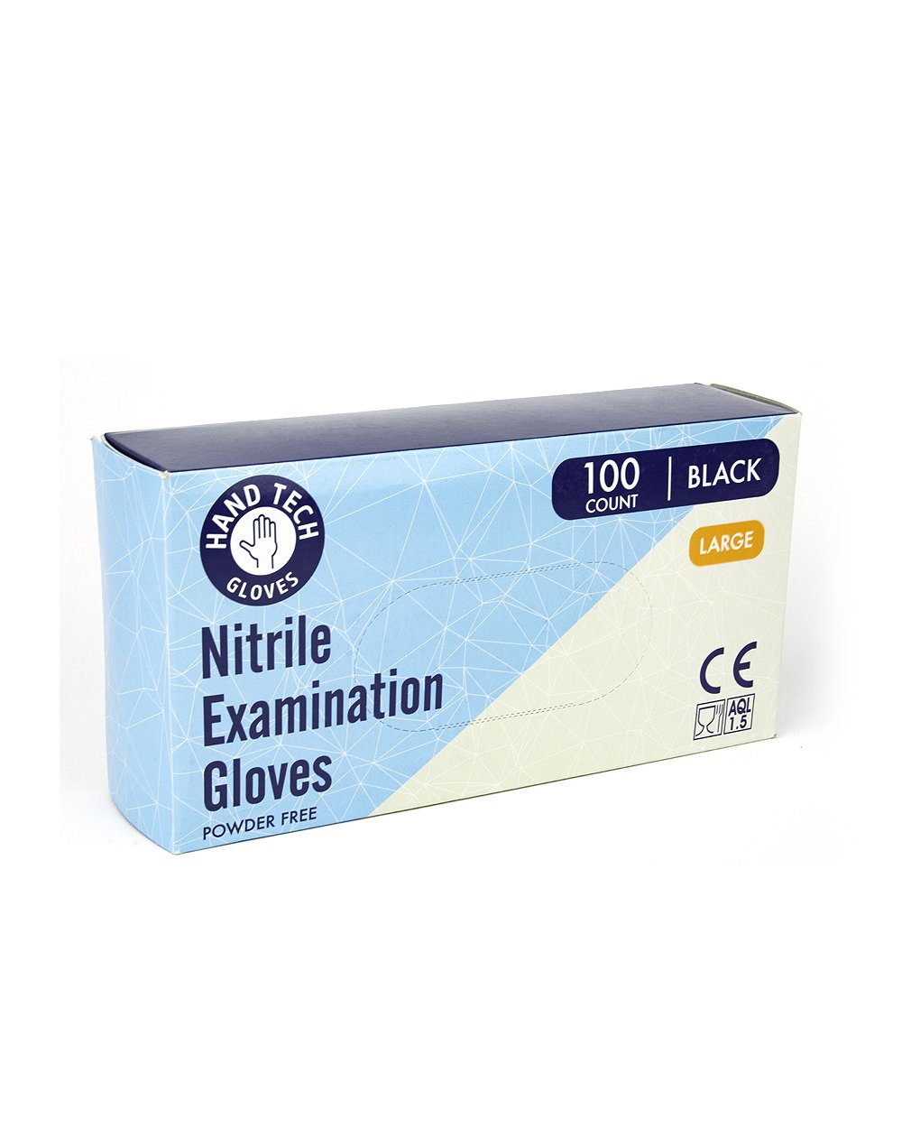 HAND TECH | Powder-Free Disposable Gloves | Black - Nitrile - 100 Count - 6