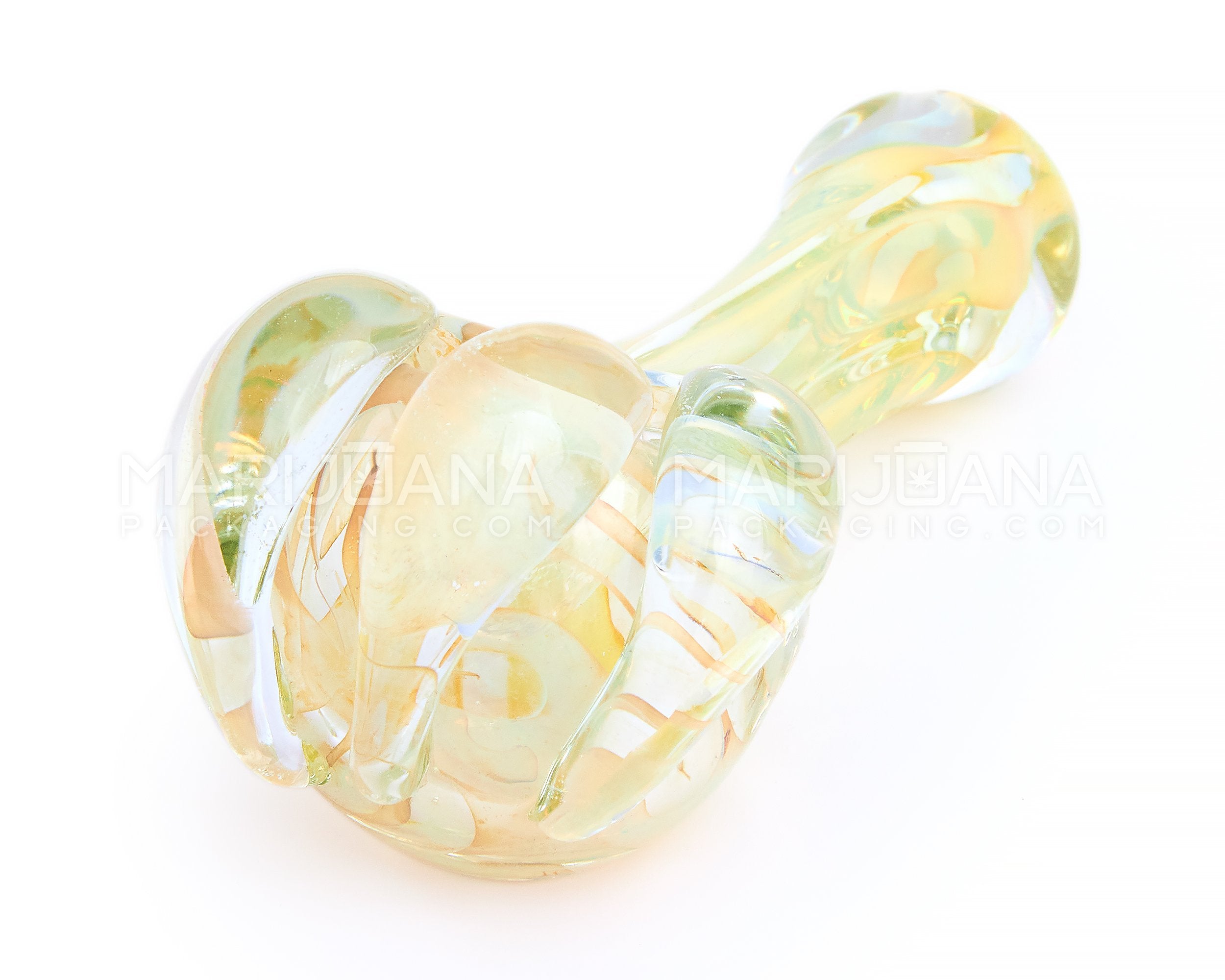 Gold Fumed Bear Claw Spoon Hand Pipe | 4.5in Long - Glass - Gold - 3