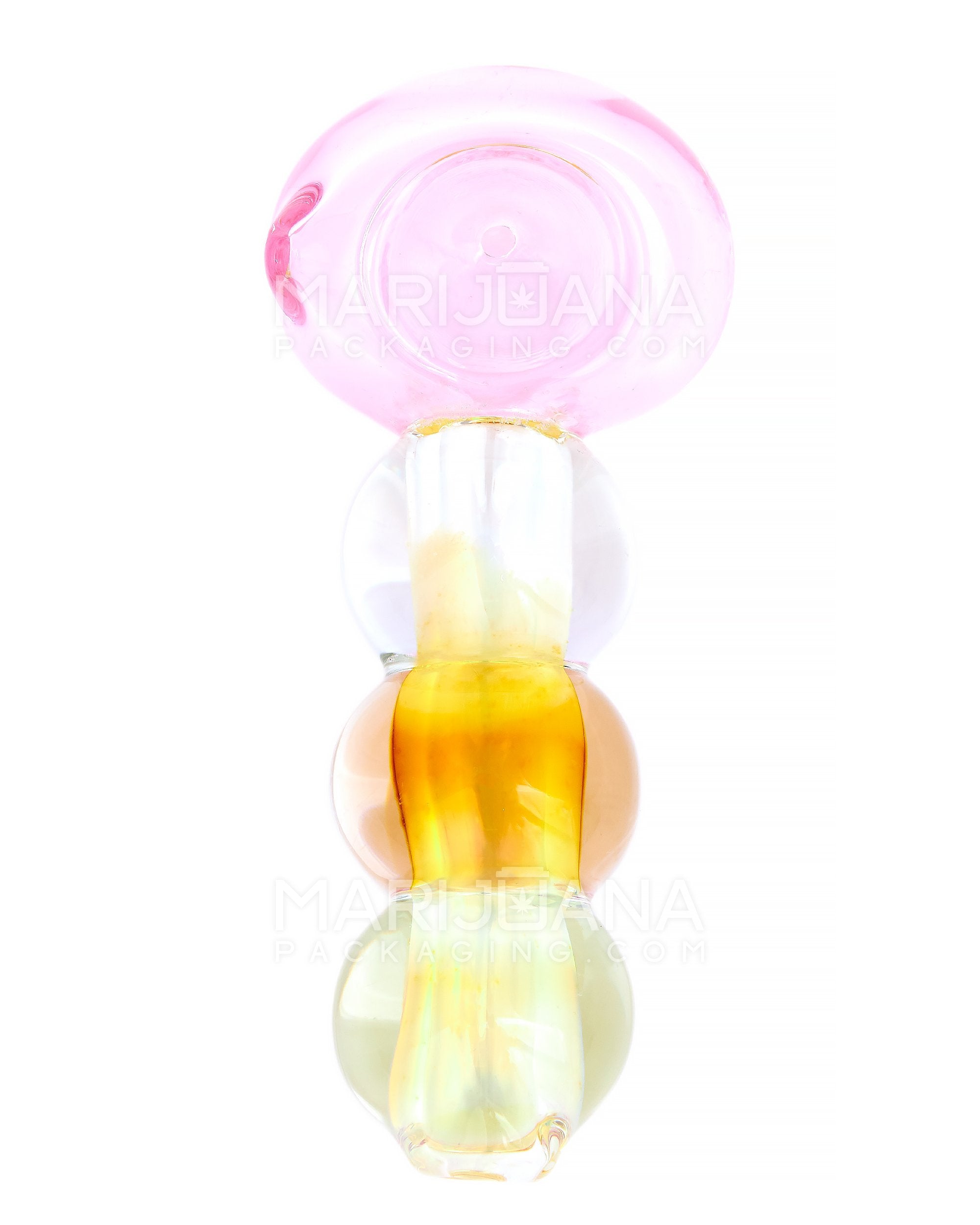 Double Blown | Gold Fumed Bulged Spoon Hand Pipe | 4.5in Long - Glass - Pink - 2