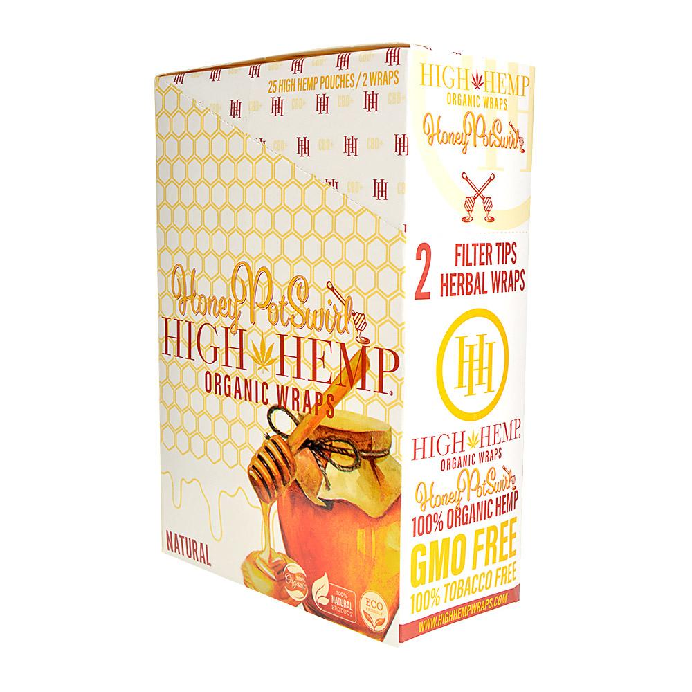 HIGH HEMP | 'Retail Display' Organic Hemp Blunt Wraps | 100mm - Honey Pot - 25 Count - 4