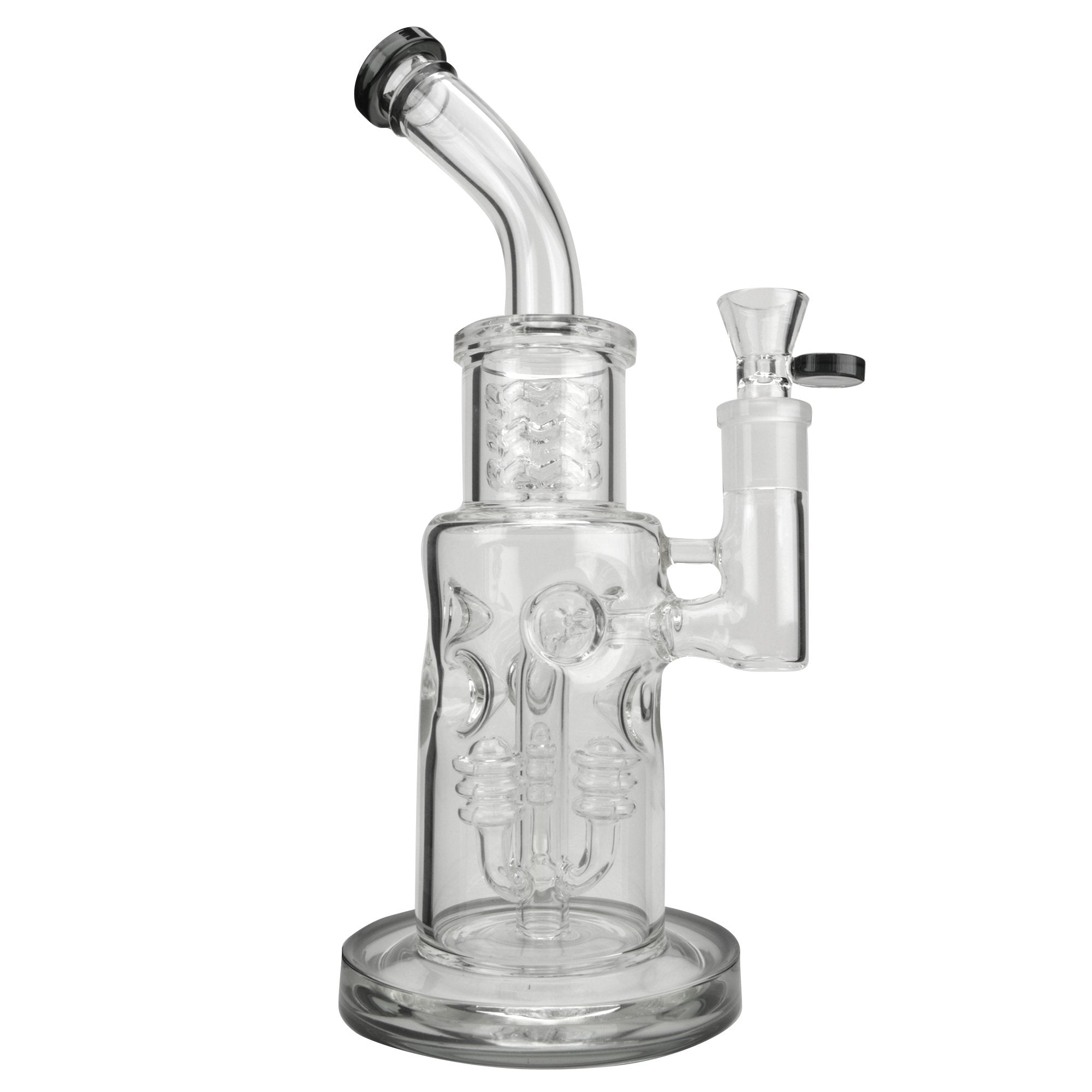 Inverted Percolator Water Pipe | 12in - Black Glass - 18mm - 2