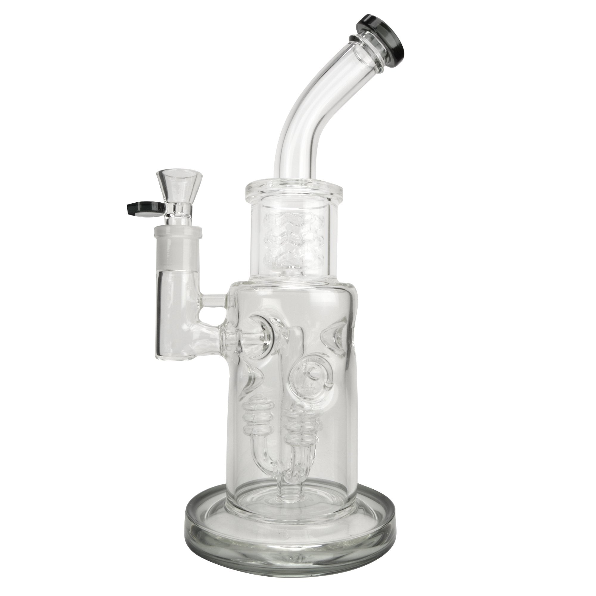Inverted Percolator Water Pipe | 12in - Black Glass - 18mm - 1