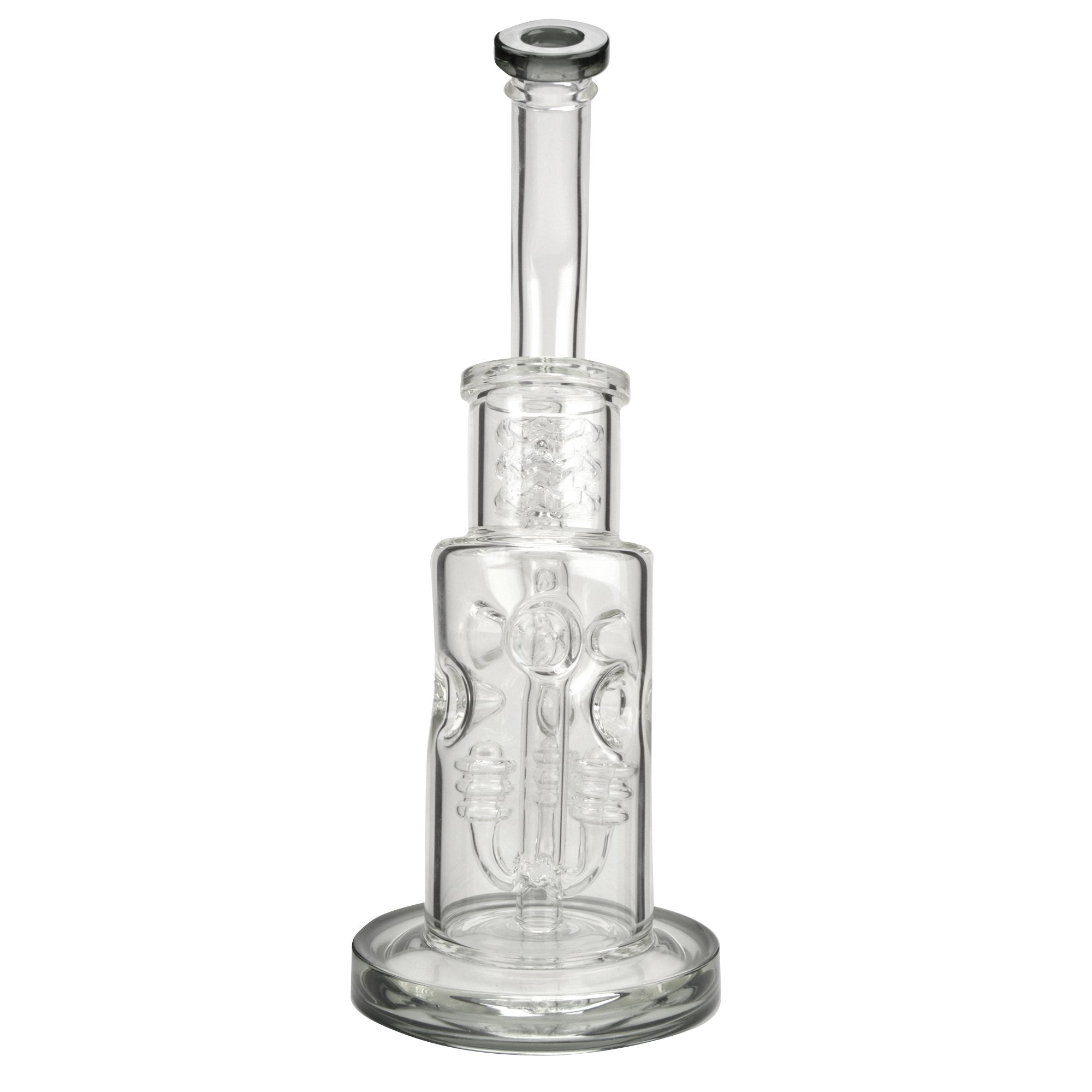 Inverted Percolator Water Pipe | 12in - Black Glass - 18mm - 4