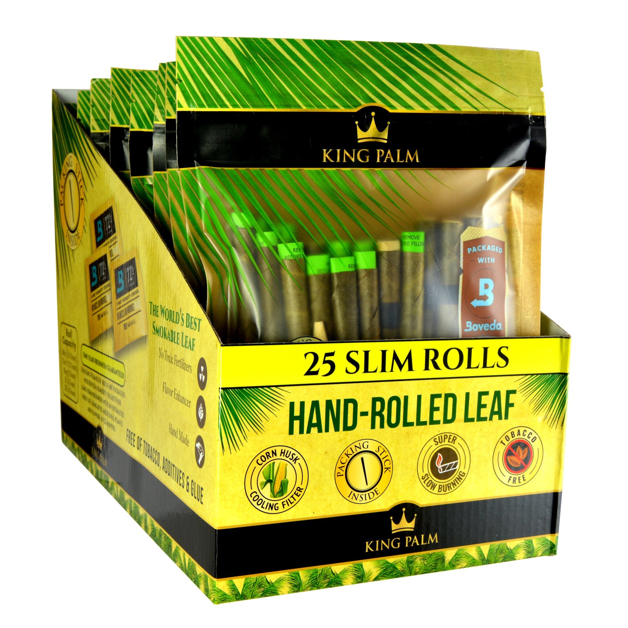 KING PALM | 'Retail Display' Slim Rolled Blunt Wrap Packs | 104mm - Natural Leaf - 8 Count - 1